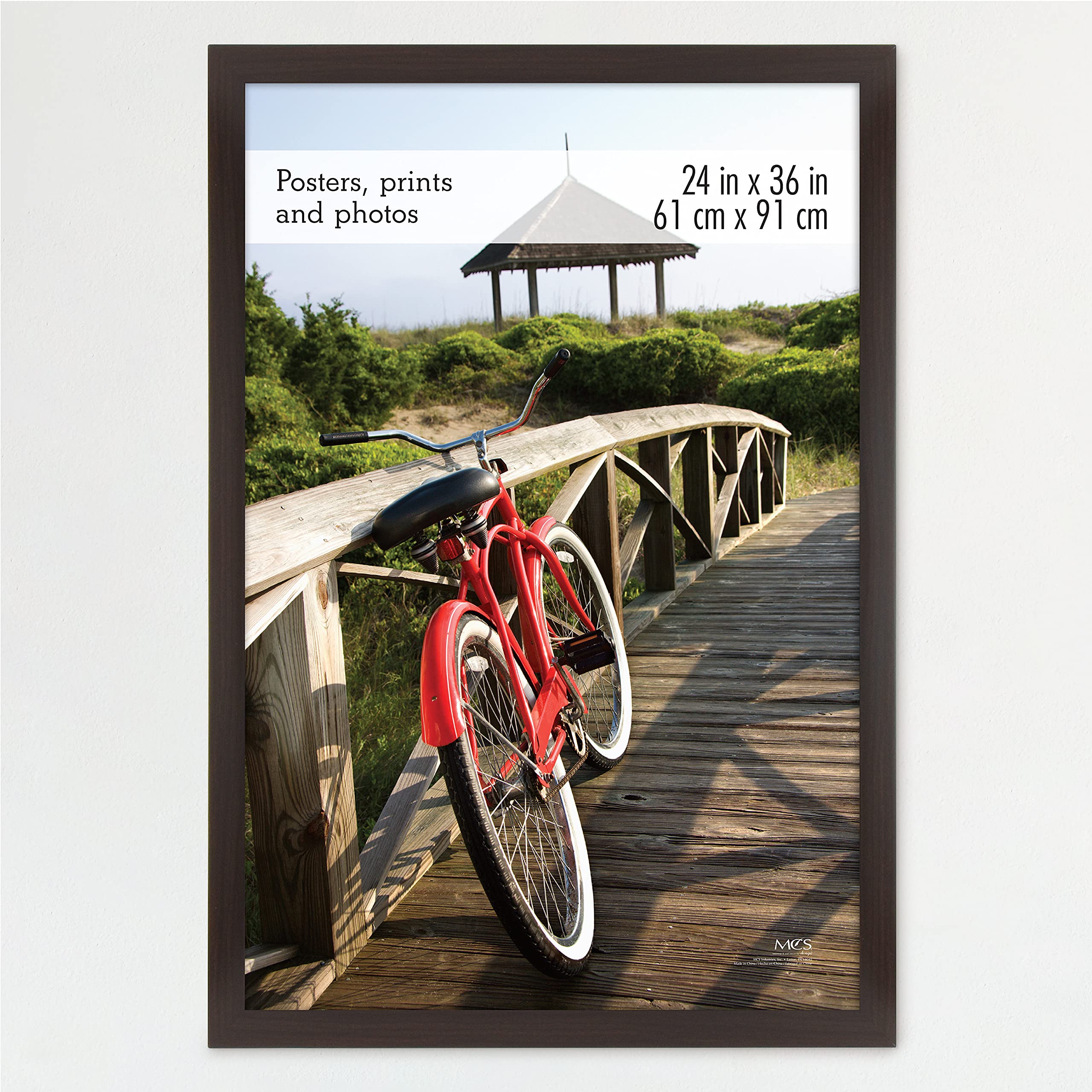 MCS Museum Poster Frame 24x36 Espresso Woodgrain, Vertical & Horizontal Wall Hanging Large Picture Frame for Photos, Posters & A