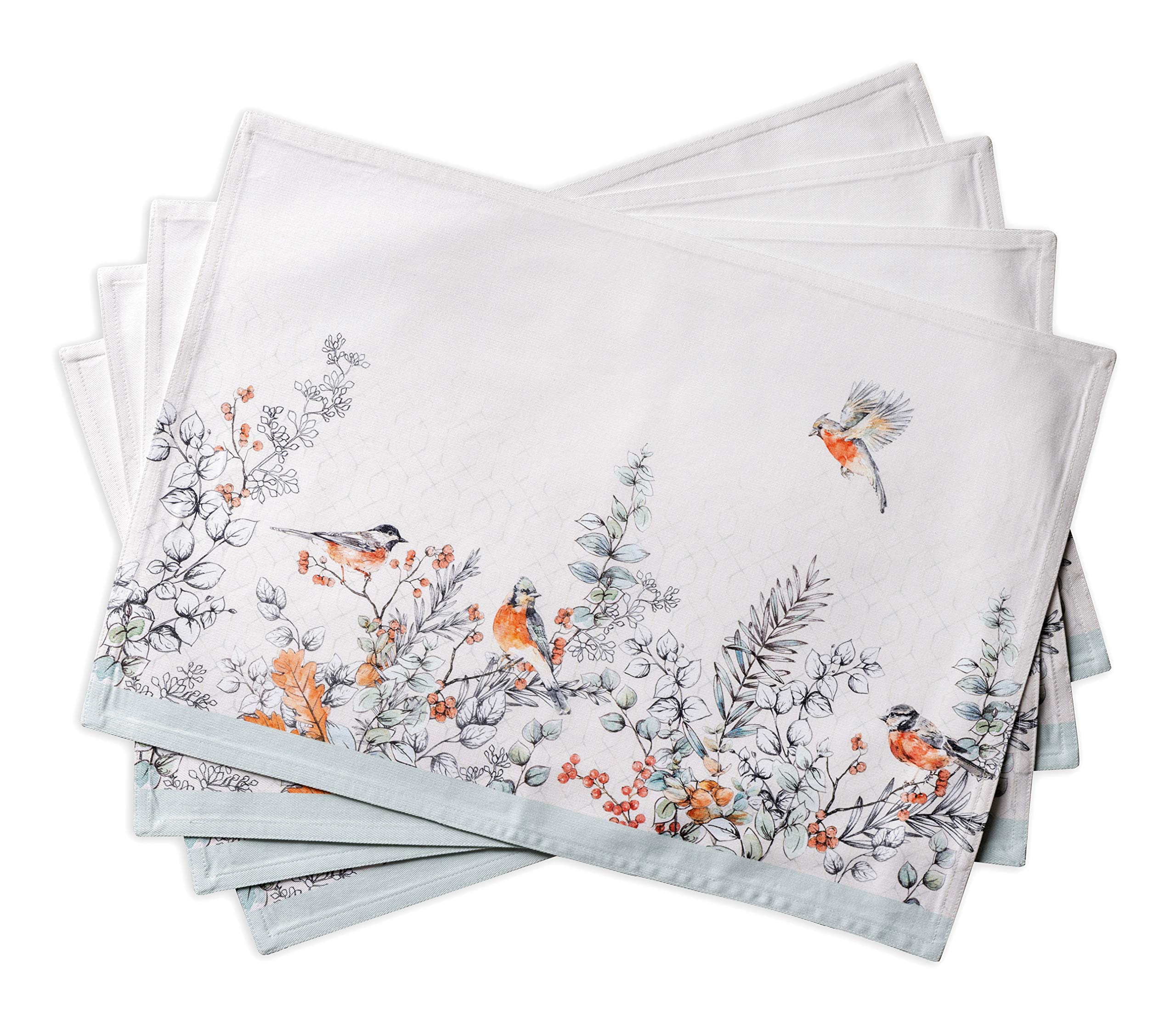 Maison D' Hermine Placemats 100% Cotton Set Of 4 Decorative Washable Table Cloth Placemat, Dining, Holidays, Buffet Party & Wedd