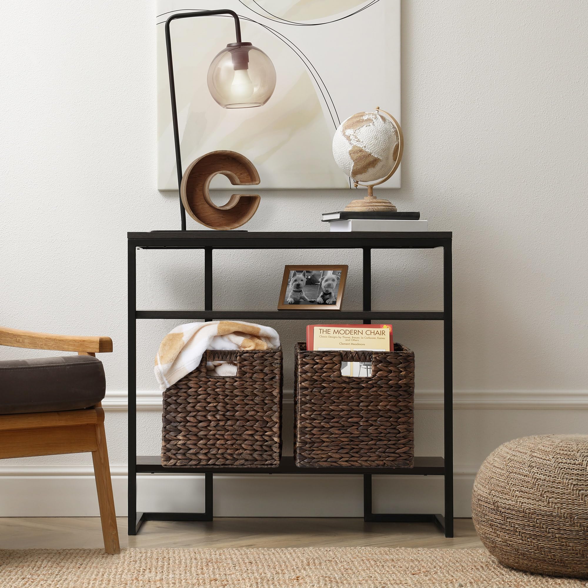 Casafield 12'' X 12'' Water Hyacinth Storage Baskets, Espresso - Set Of 6 Collapsible Cube Organizers, Woven Bins For Bathroom,