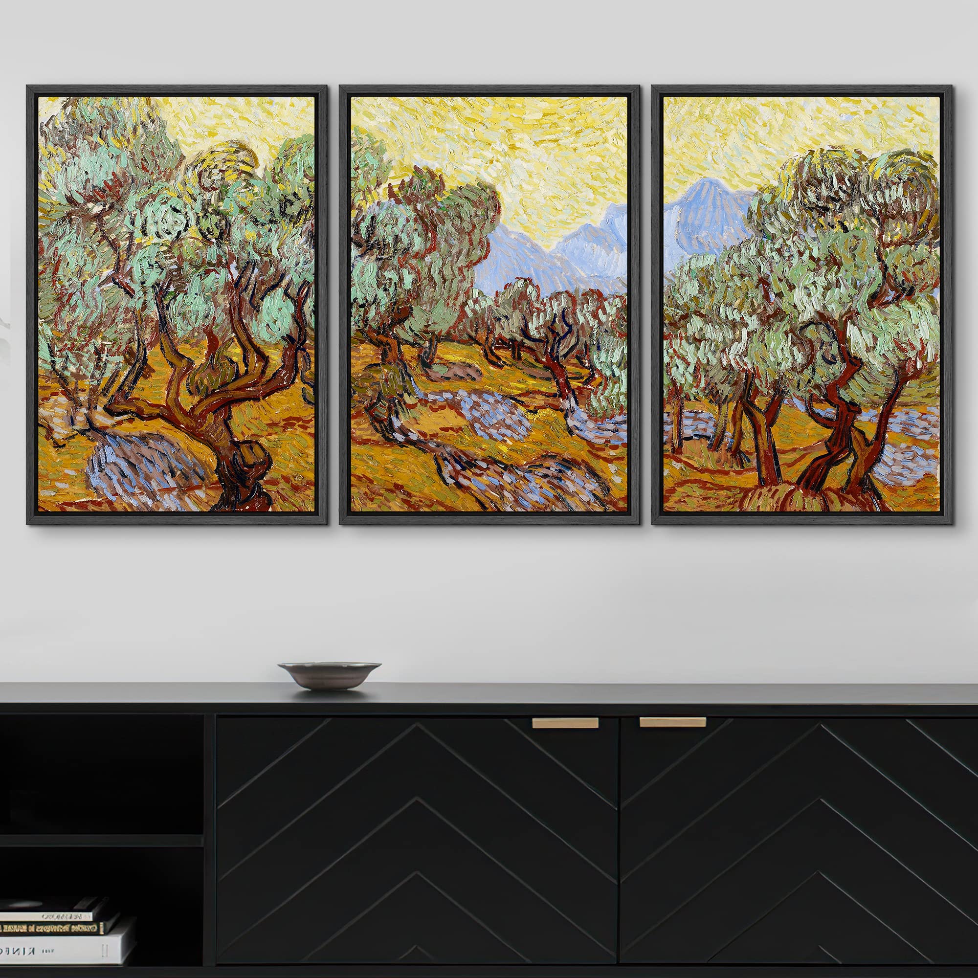Wall26 Framed Canvas Print Wall Art Set Olive Trees By Vincent Van Gogh Nature Wilderness Illustrations Fine Art Relax/Calm Mult