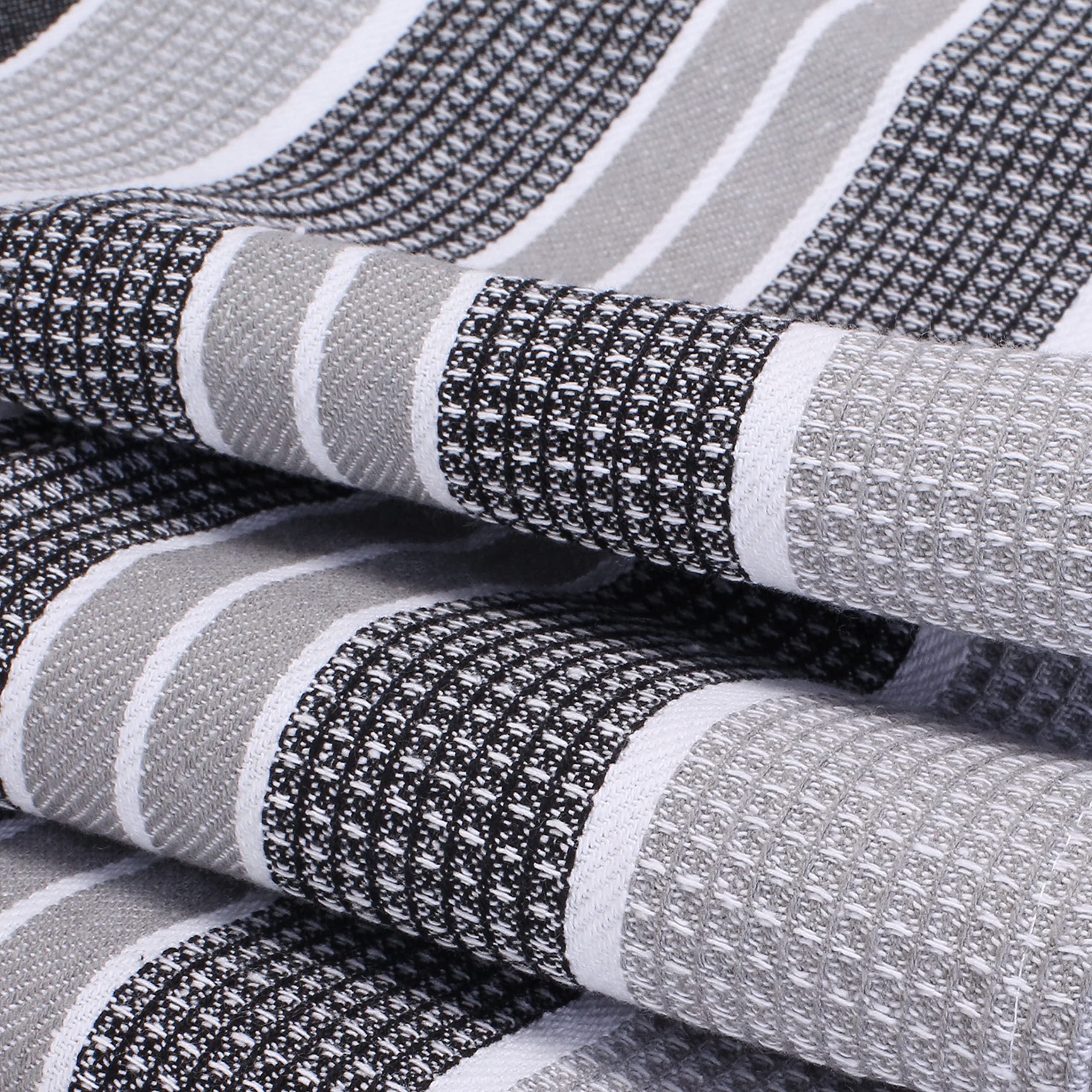 Honeycomb Stripe Kitchen Towel 18X28Inch Blackmercury,100% Cotton, Quick Dry, Tea Towels, Bar Towels, Highly Absorbent,Cleaning