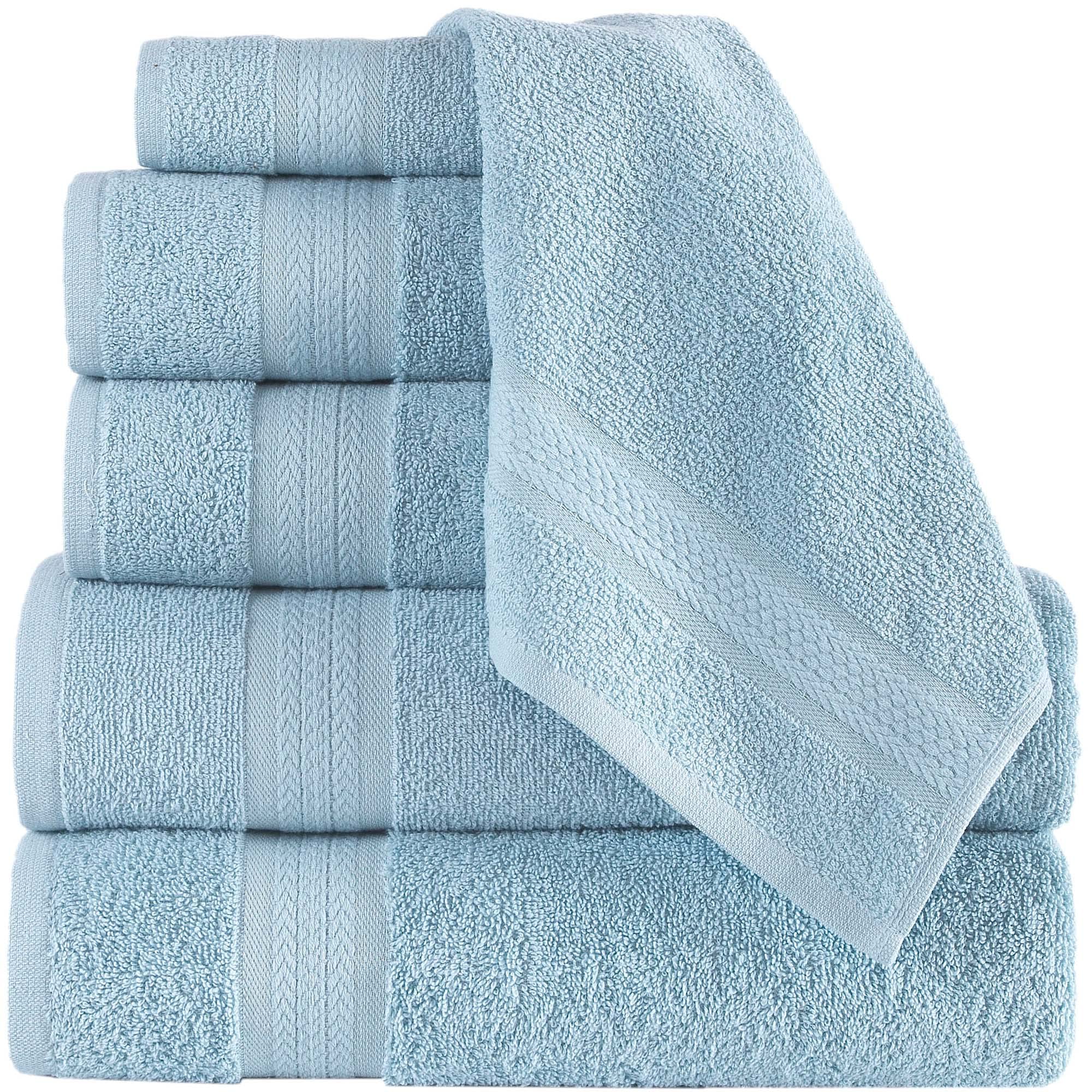 REGAL RUBY  6 Piece Towel Set  2 Bath Towels 2 Hand Towels 2 Washcloths  Soft and Absorbent  100% Turkish Cotton Towels for Bathroom Shower Towel  Bath Linen Set Blue