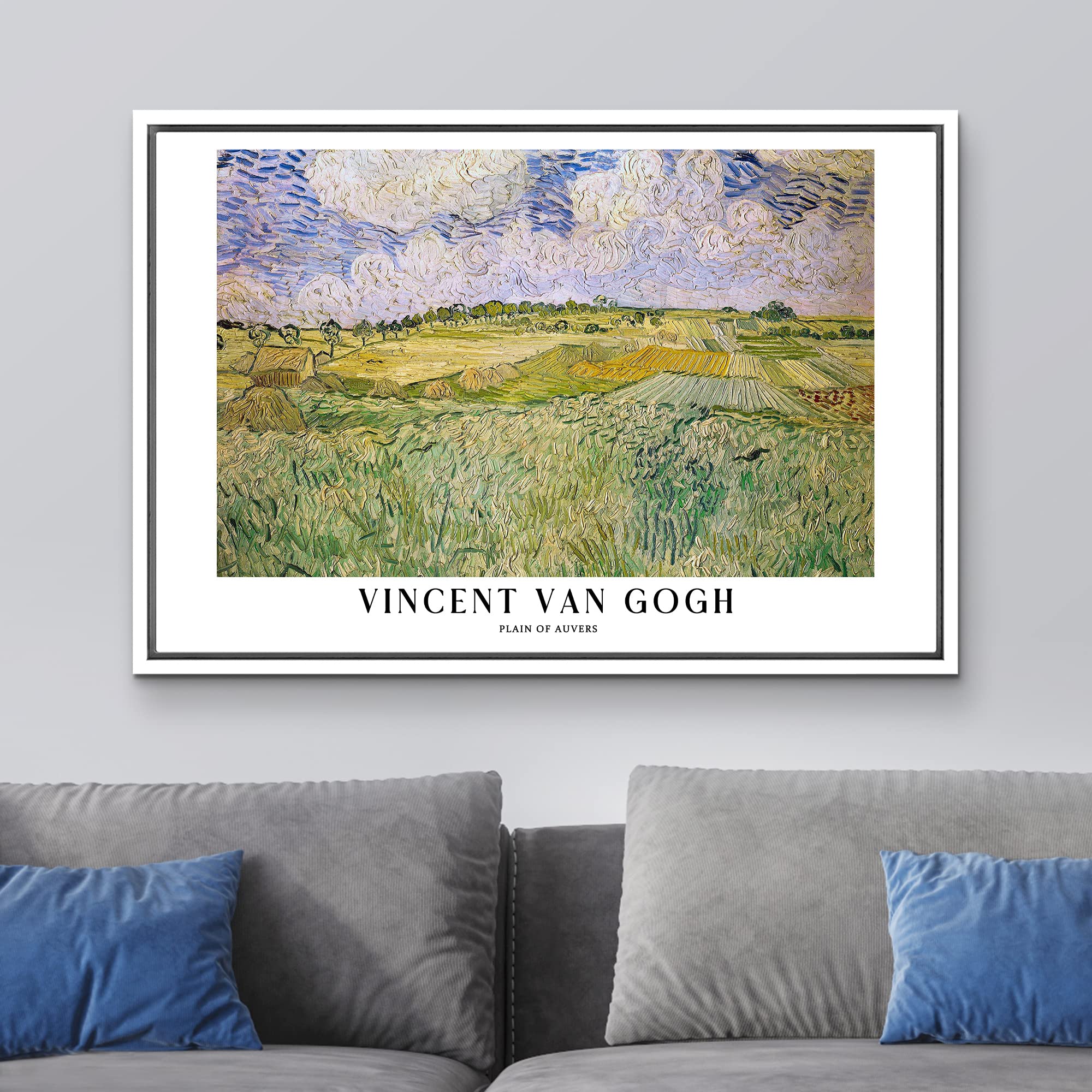 Wall26 Framed Canvas Print Wall Art Plain Of Auvers By Vincent Van Gogh Historic Classical Illustrations Fine Art Decorative Vin