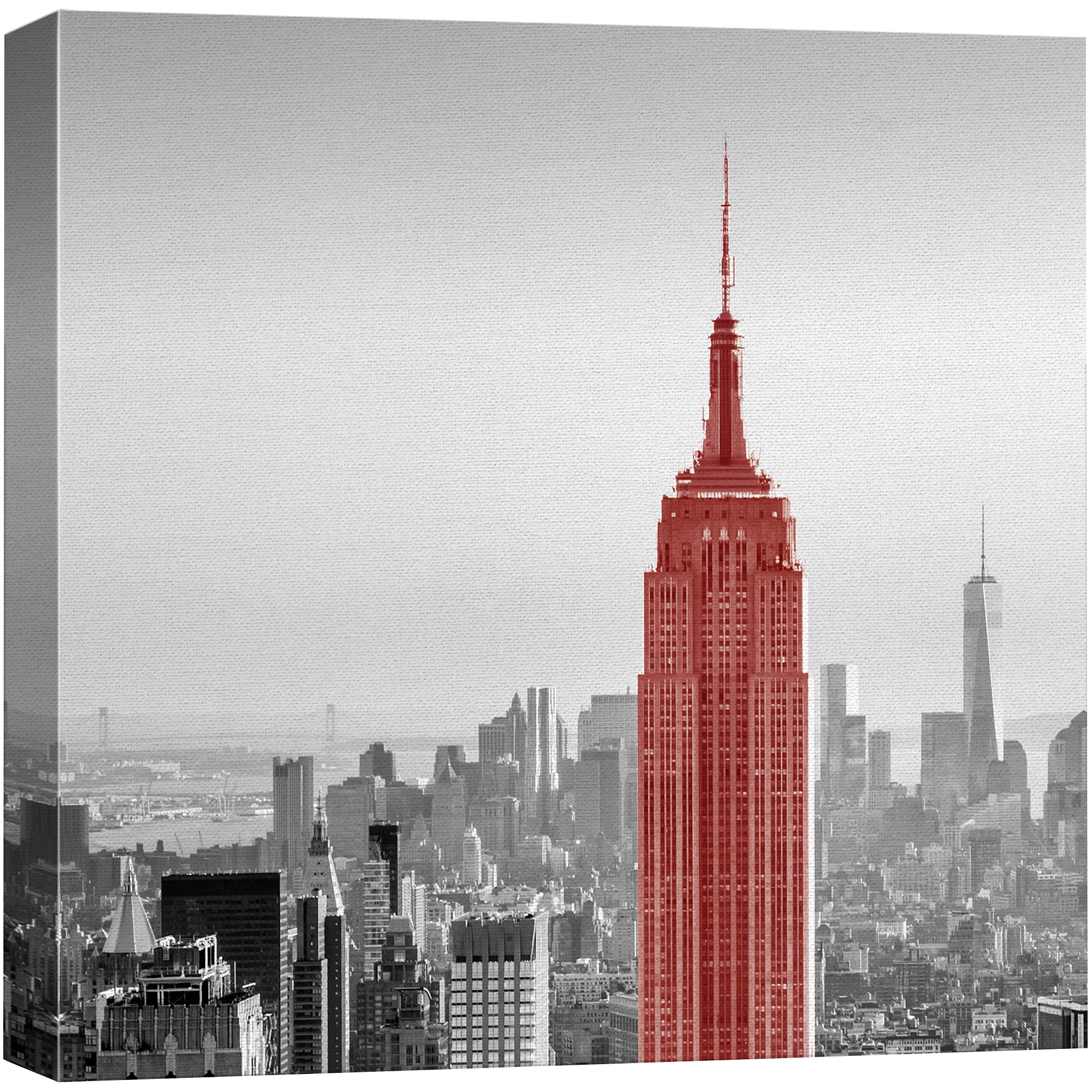Wall26 Canvas Print Wall Art Pop Of Color Red Empire State Building Architecture & Maps Cities Photography Realism Chic Scenic R