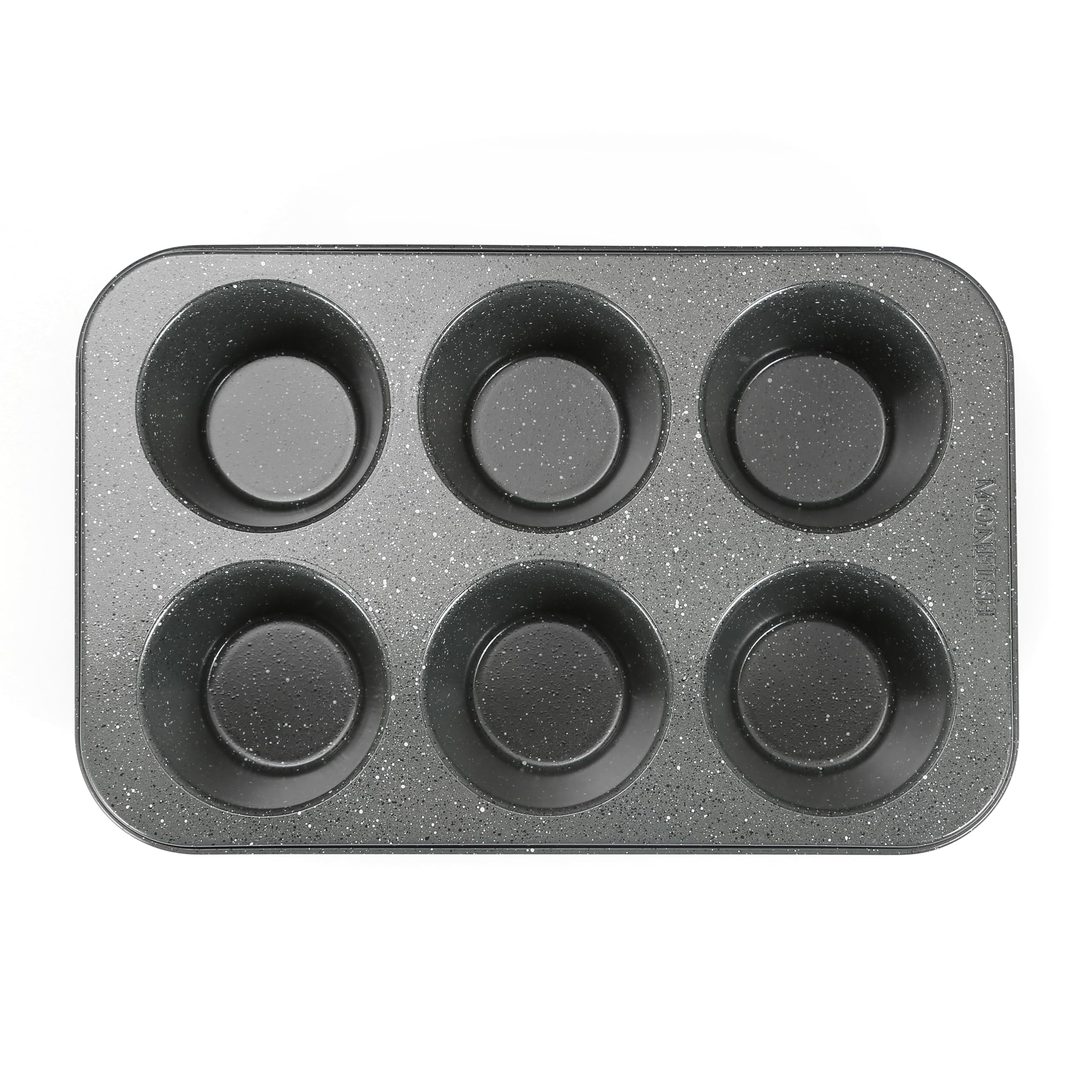 Monfish Large Muffin Pan Jumbo Cupcake Tin Grey Stone Finish Non Sticking 3.5X1.75 Inch Cup