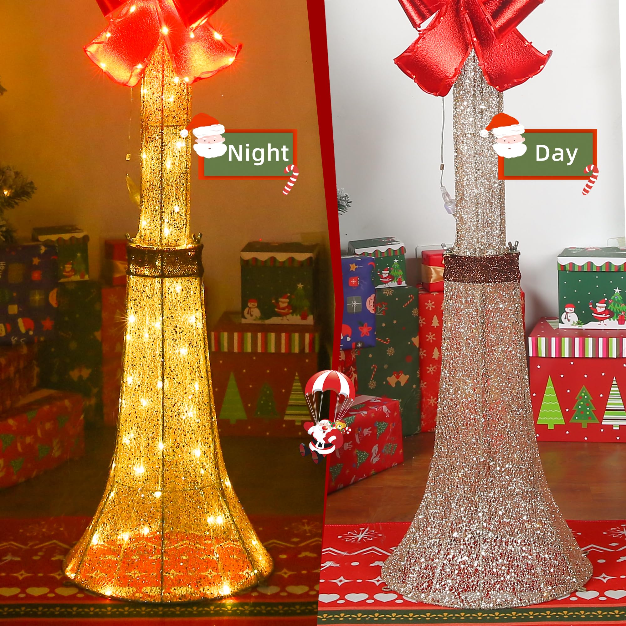 60-Inch Outdoor Christmas Decorations Outdoor Lighted Lamp Post 3D Lamppost LED Lighted Post Christmas Decoration with 128 LED L