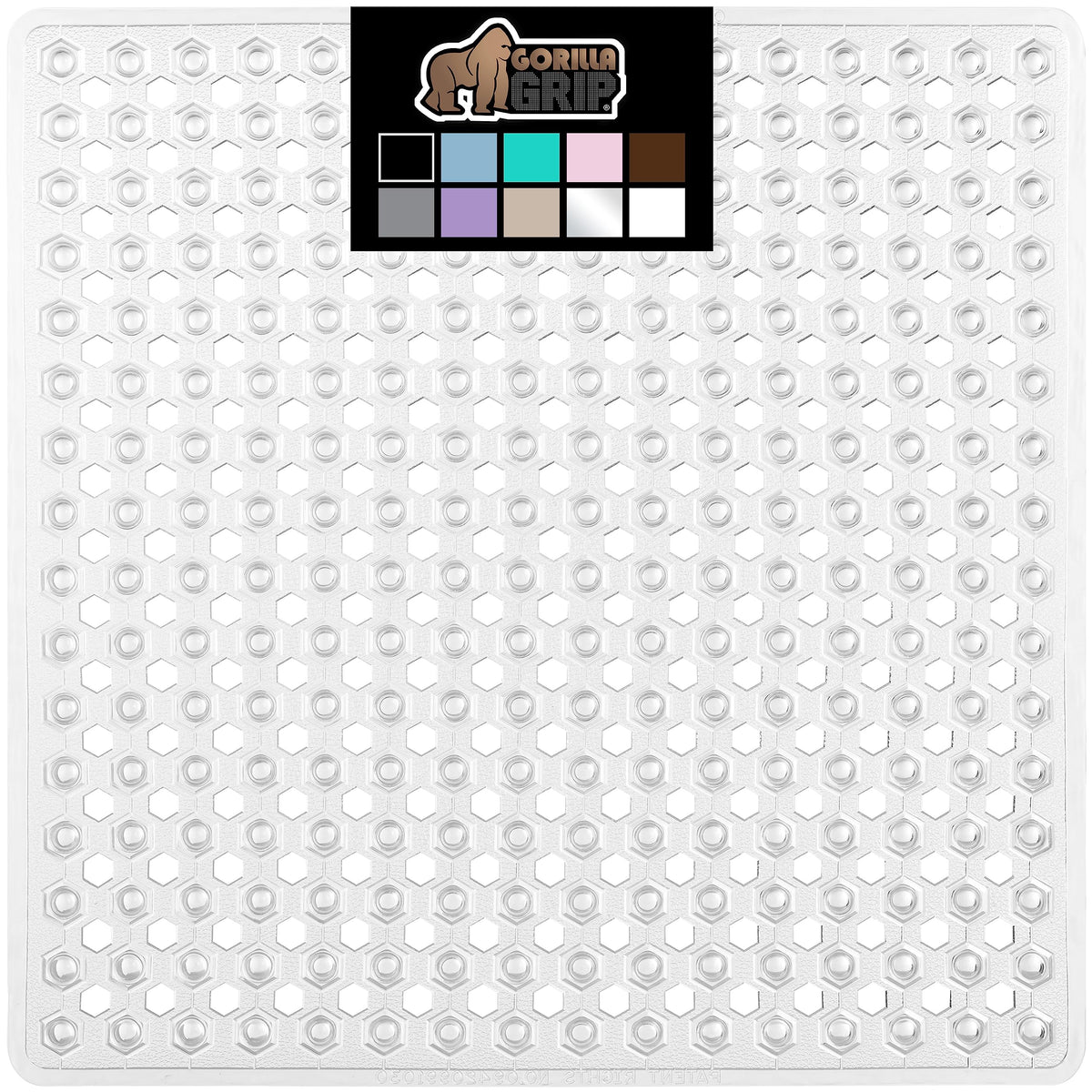 Gorilla Grip Patented Shower And Bathtub Mat, 21X21, Small Square Shower Stall Floor Mats With Suction Cups And Drainage Holes,