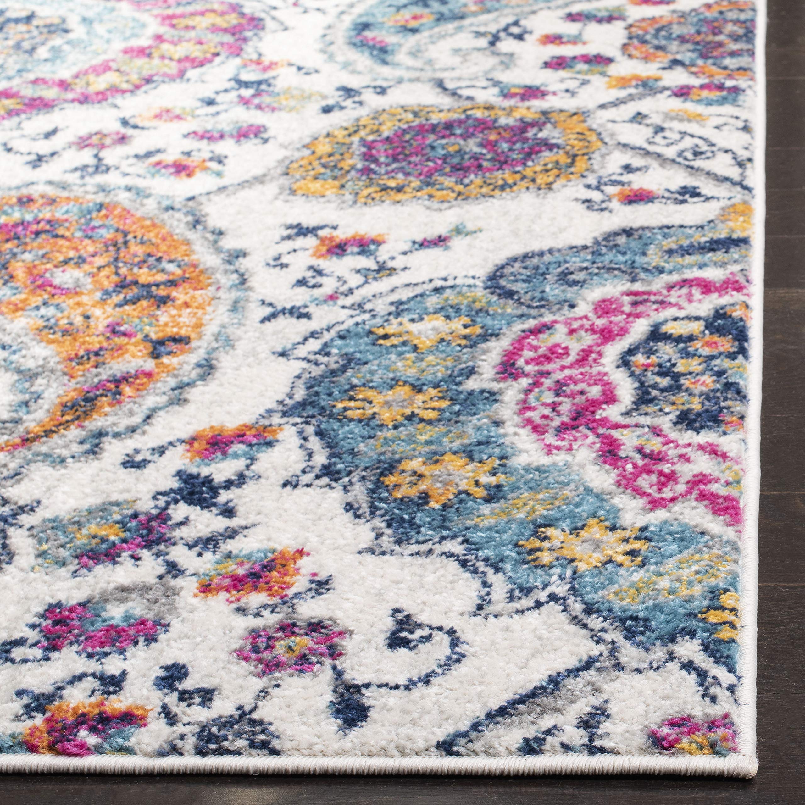 SAFAVIEH Madison Collection Area Rug - 67 x 92, Cream & Multi, Boho Chic Glam Paisley Design, Non-Shedding & Easy Care, Ideal