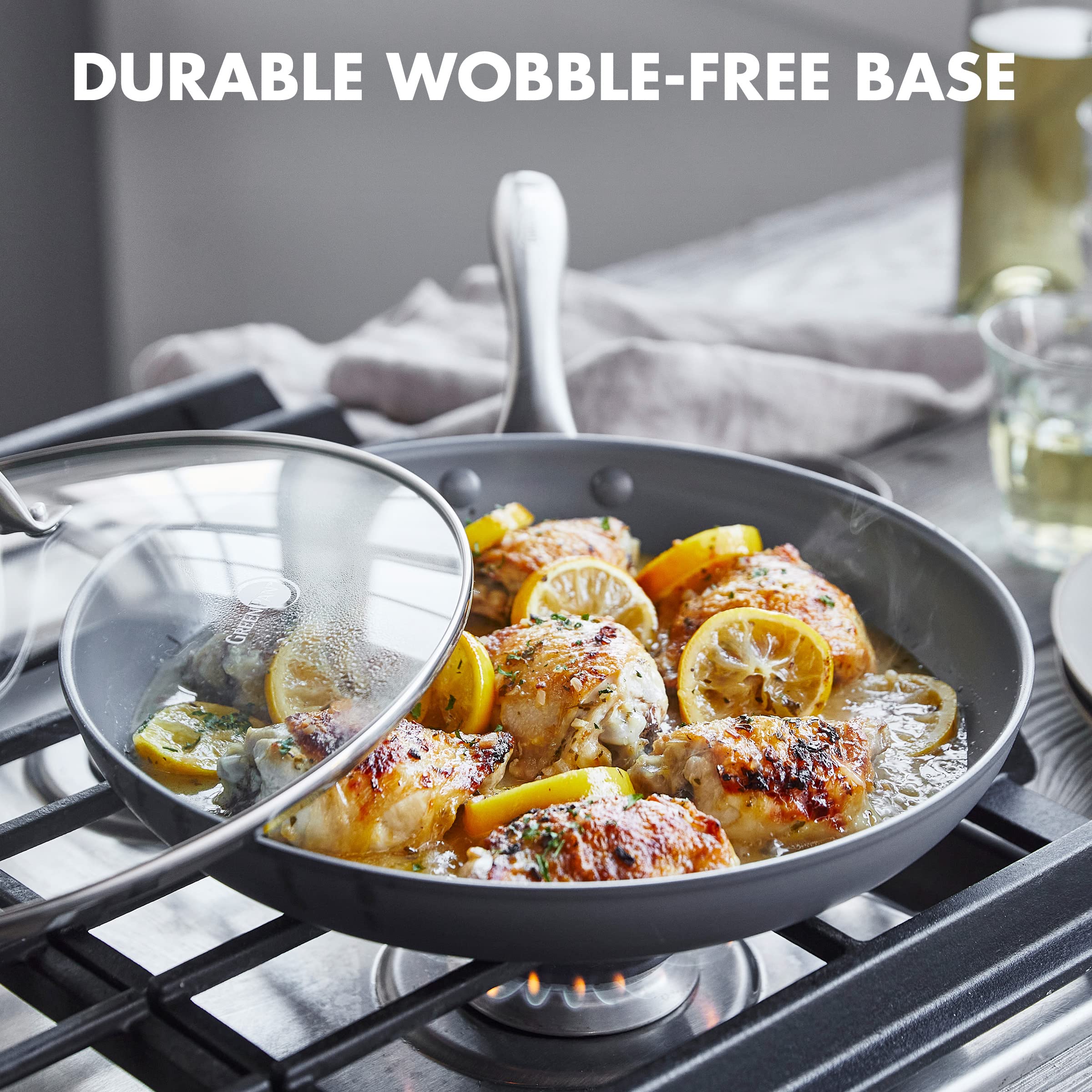 Greenpan Lima Hard Anodized Healthy Ceramic Nonstick 12'' Frying Pan Skillet With Lid, Pfas-Free, Oven Safe, Gray