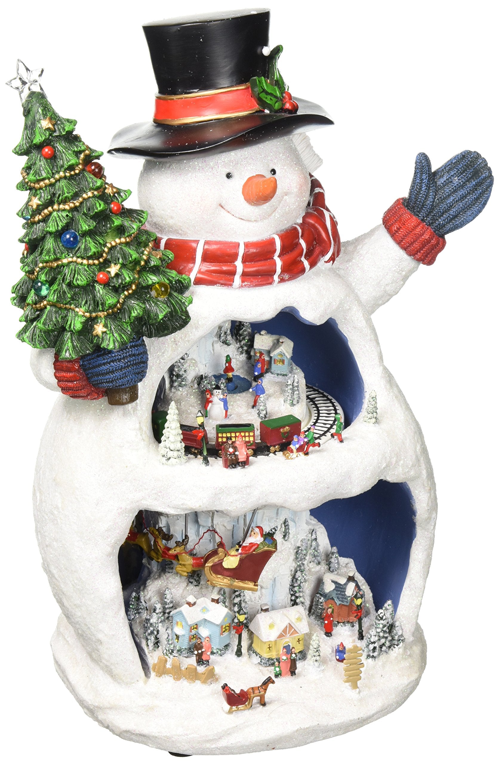 Christmas by Roman Inc, Amusements Collection, 12 H Musical LED Snowman Dual,Lantern, Snow Globe, Holiday Home D  cor, Santa, Ca