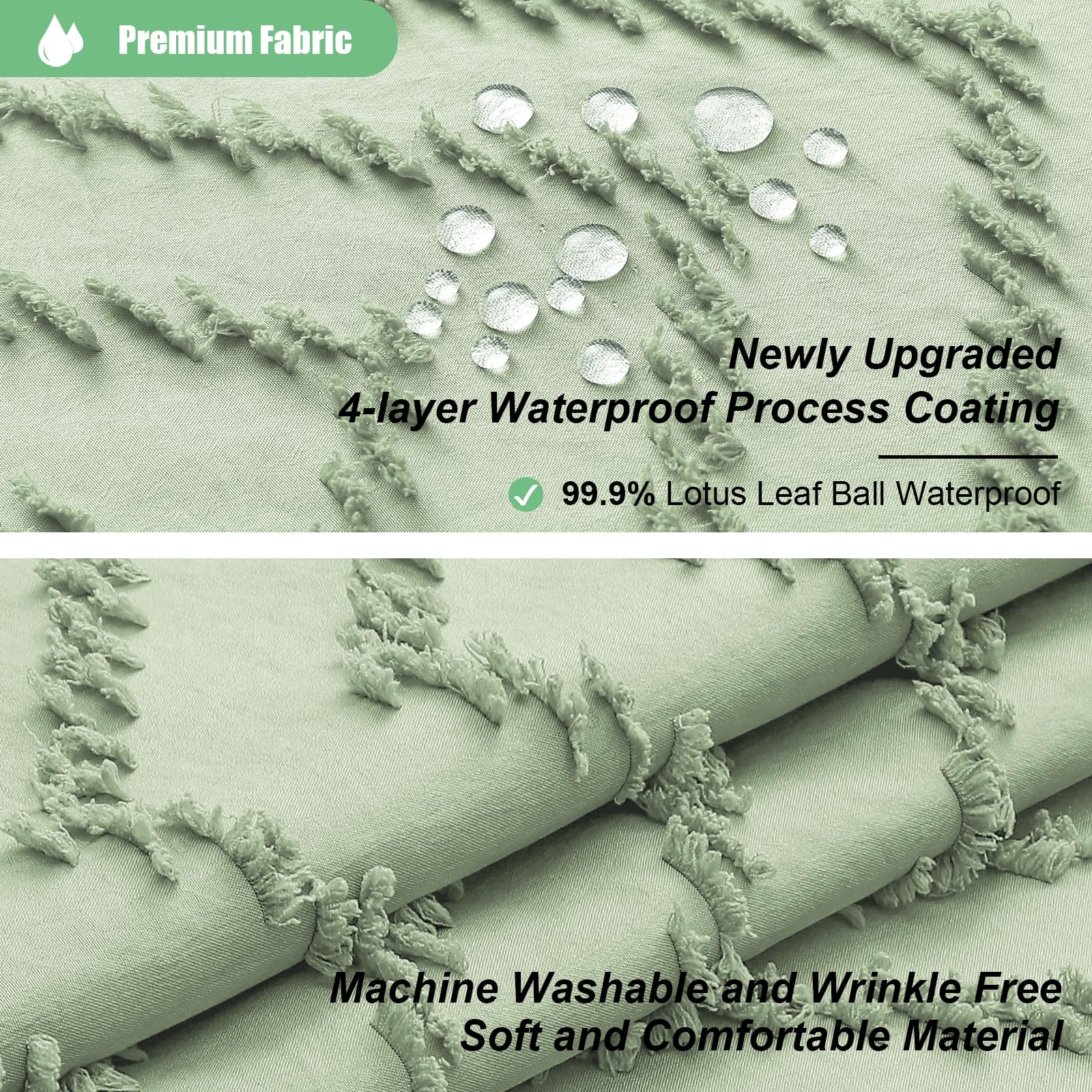 Dynamene Stall Fabric Shower Curtain, 48 Inch Wide Boho Farmhouse Tufted Chevron Striped Tassel Shower Curtain, Minimalist Ruffl