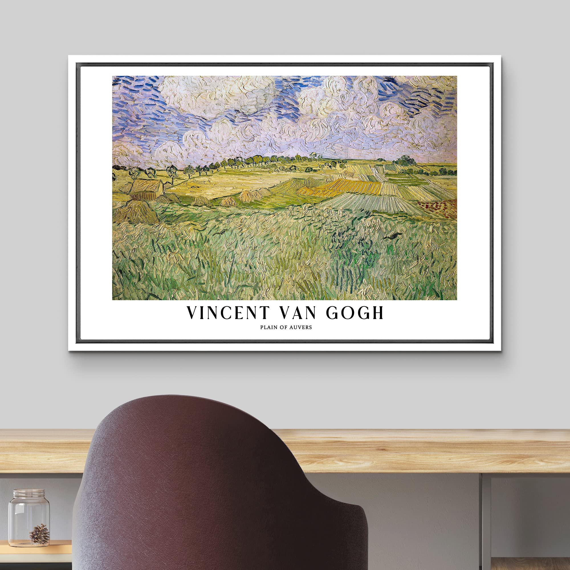 Wall26 Framed Canvas Print Wall Art Plain Of Auvers By Vincent Van Gogh Historic Classical Illustrations Fine Art Decorative Vin