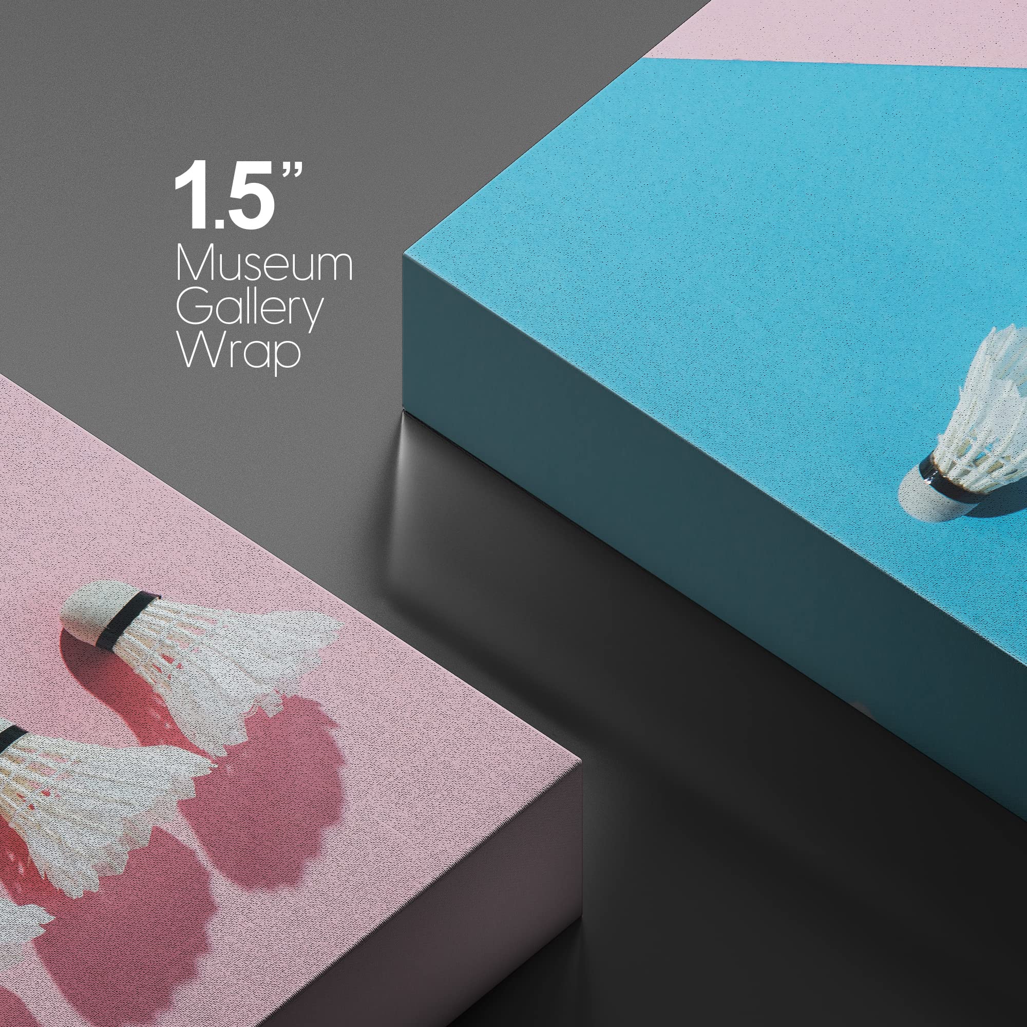 Wall26 Canvas Wall Art Print Set Badminton Shuttlecock On Blue & Pink Court Sports Athletes Photography Modern Art Modern Scenic