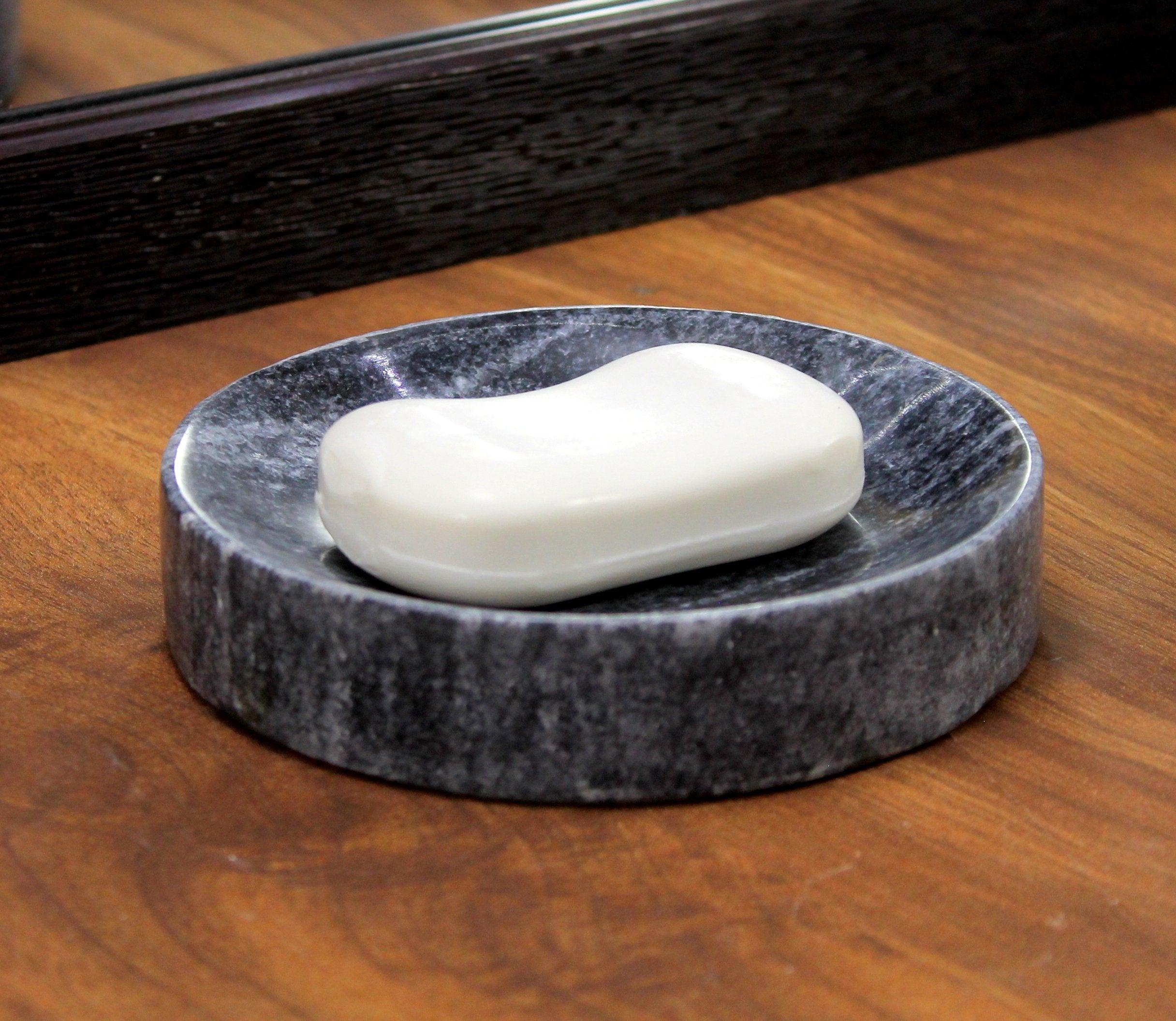 Kleo Natural Stone Soap Dish Soap Holder Bath Accessories For Bathroom, Tub Or Wash Basin Accessory (Black)