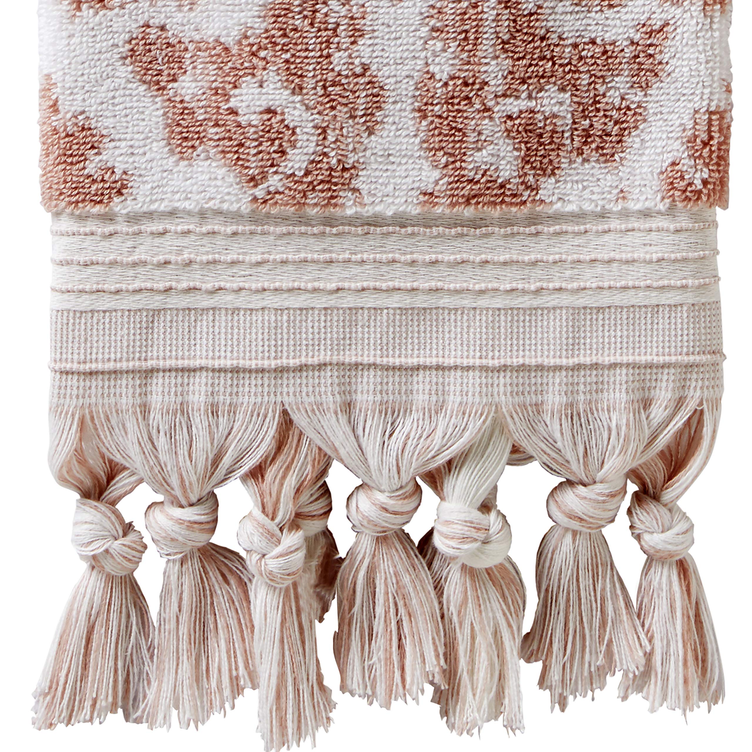Skl Home Mirage Fringe 100% Turkish Cotton Hand Towel Set, Blush