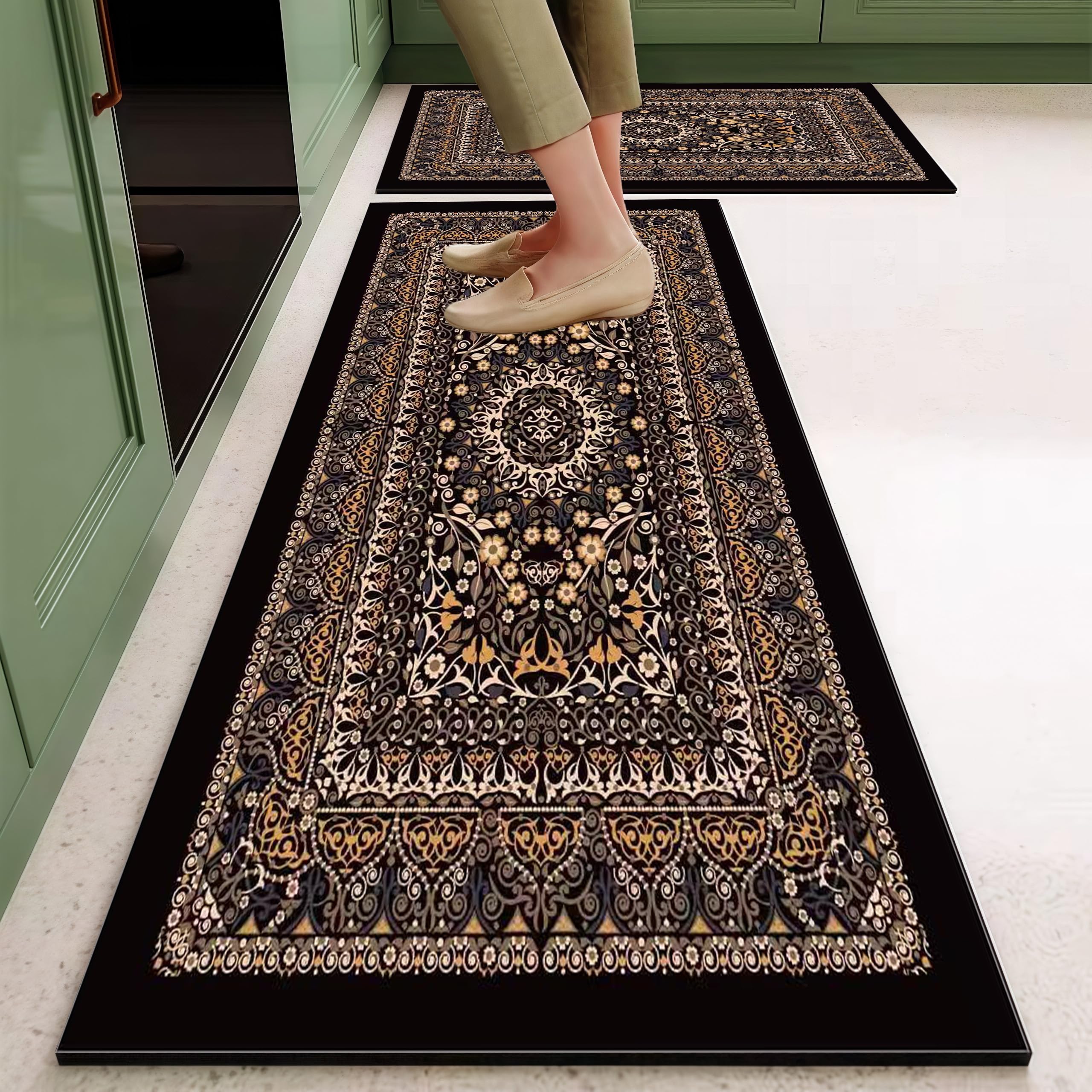 Prakal Printed Crystal NonSlipand Oilproof Kitchen Mat Home Living Room Foot Rug Bathroom Toilet Floor Mat Door Carpet (Pk04)