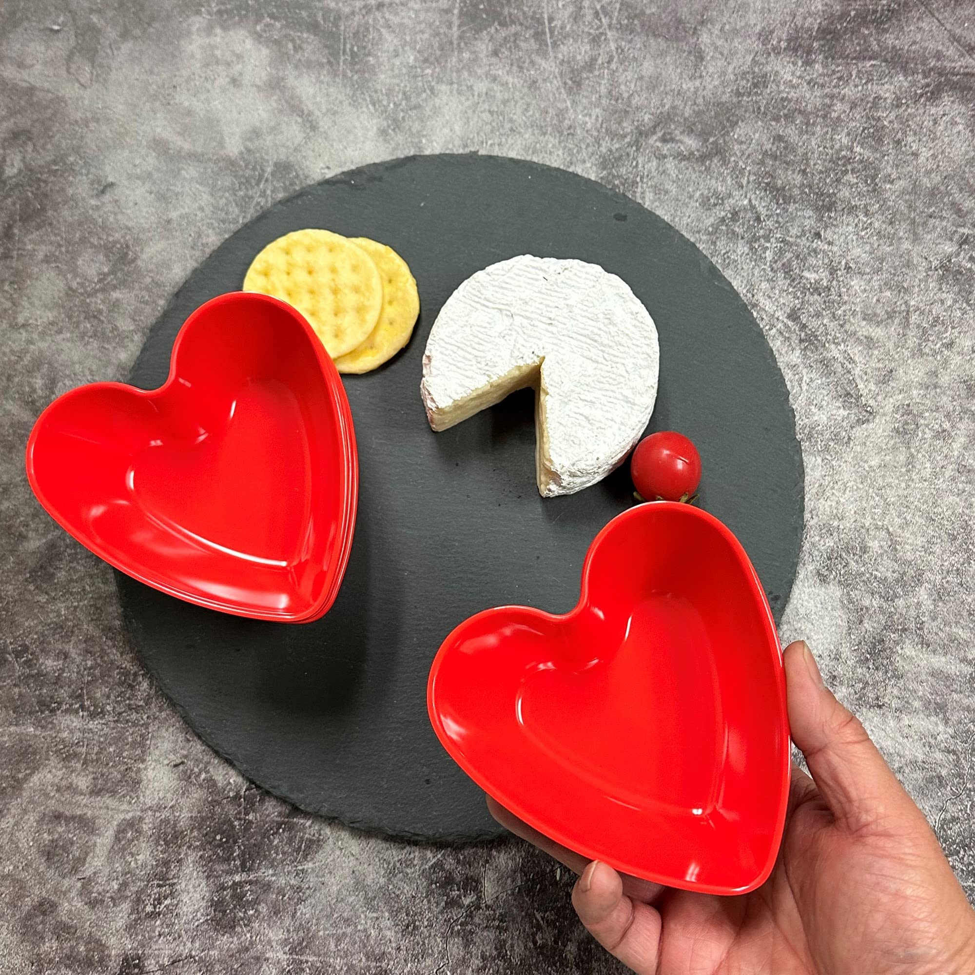 Upware 4-Piece 4.75 Inch Melamine Dessert Bowls Appetizer Dinner Bowls Small Serving Bowls Party Bowls Heart Shaped Bowl For Des