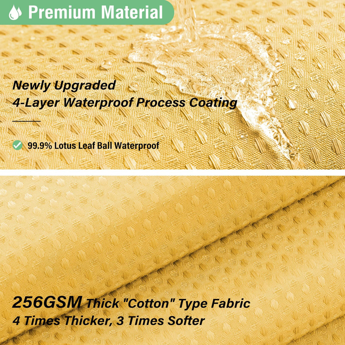 Dynamene Gold Fabric Shower Curtain - Heavy Duty Waffle Weave, 72