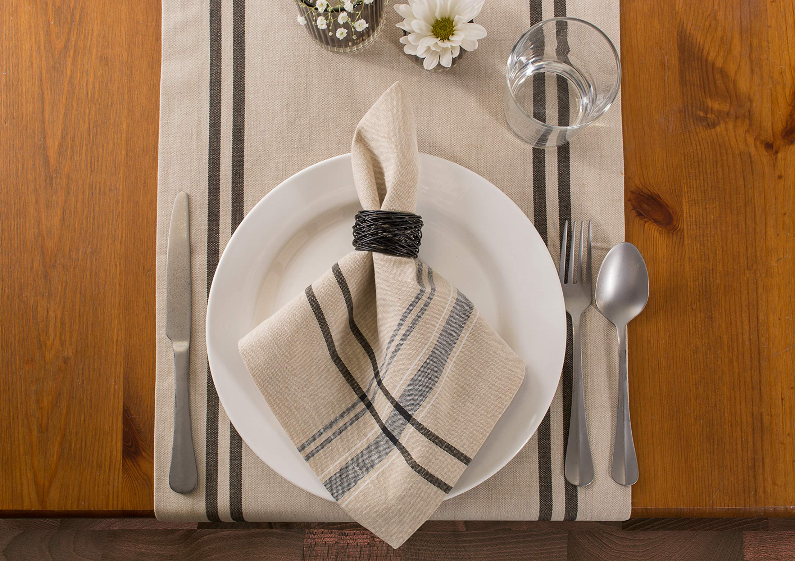 DII Black French Stripe Table Runner