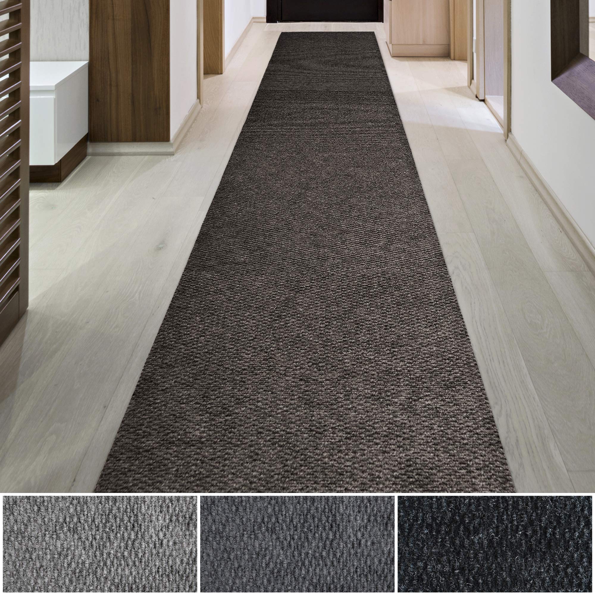 iCustomRug Spartan Weather Warrior Heavy Duty Indoor/Outdoor Utility Textured Runner, Non-Slip Rubber Backing 4 x 74 Brown