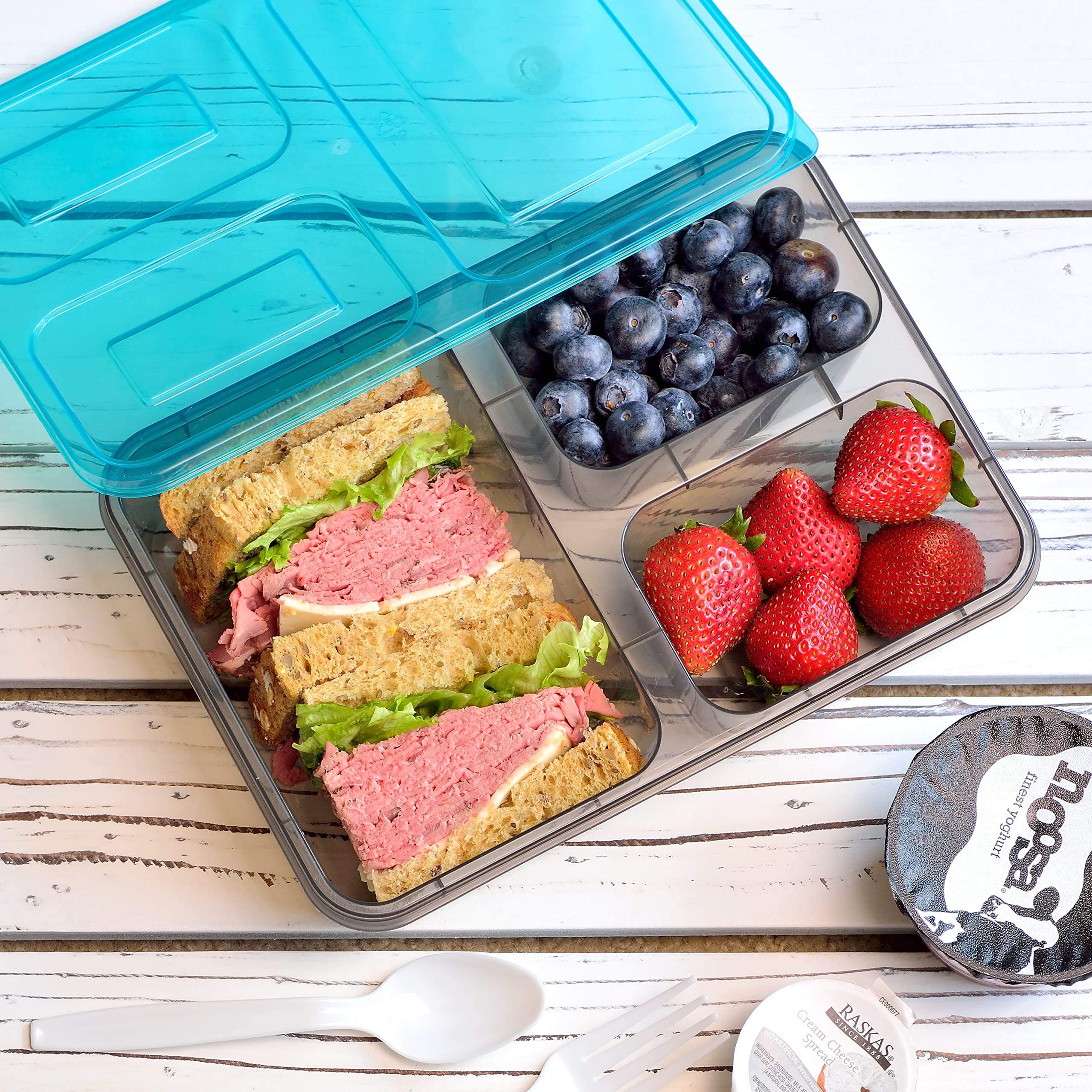 Youngever 7 Sets Thick Large Bento Lunch Box 40 Ounce, Meal Prep Containers, Reusable Plastic Divided Food Storage Container Box