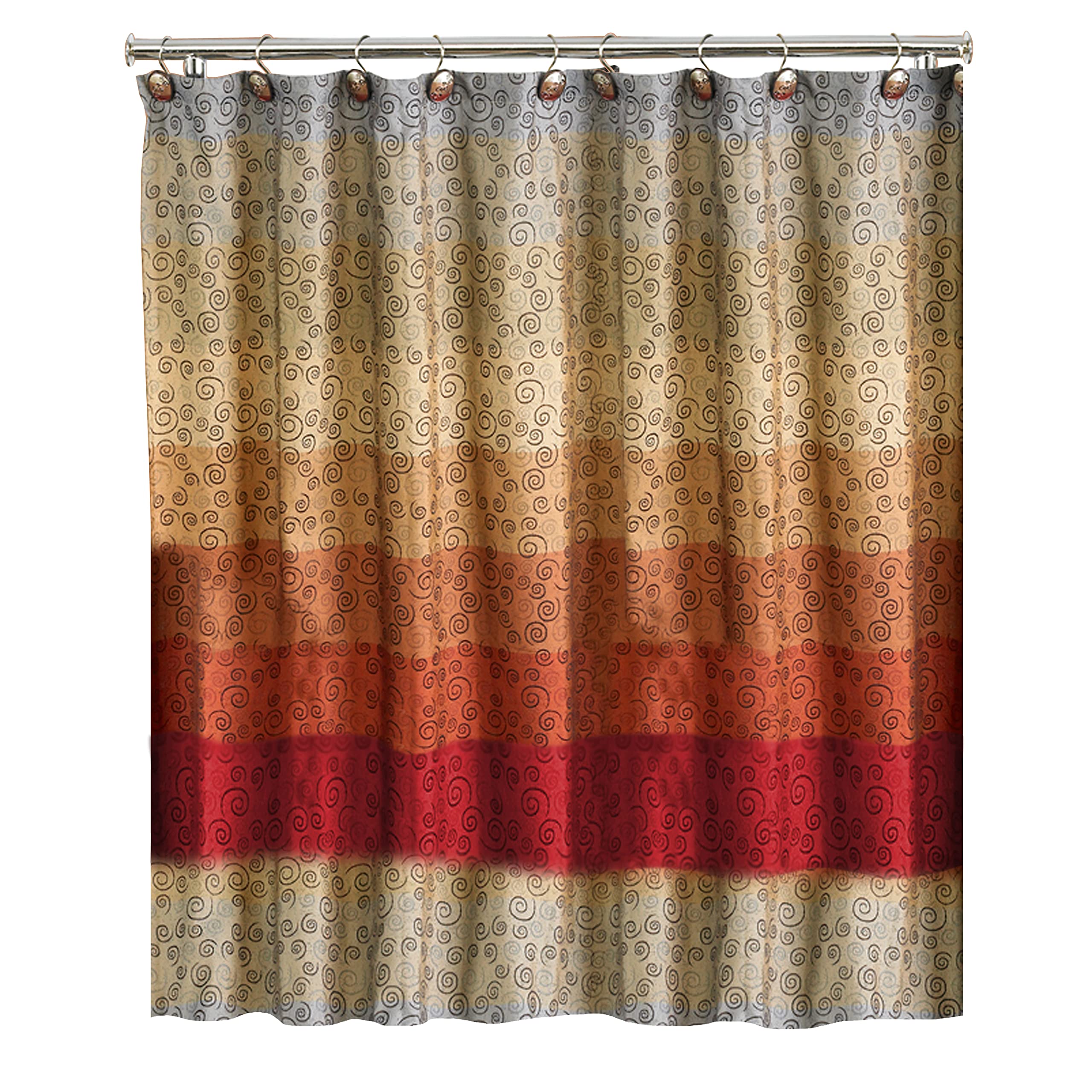 Zahari Home 13pc Miramar Bathroom Shower Curtain Sets Shower Curtain & 12 Shower Bathroom Hooks Modern Classic Luxury Contemporary Decor Multi Color Shower Curtain Set