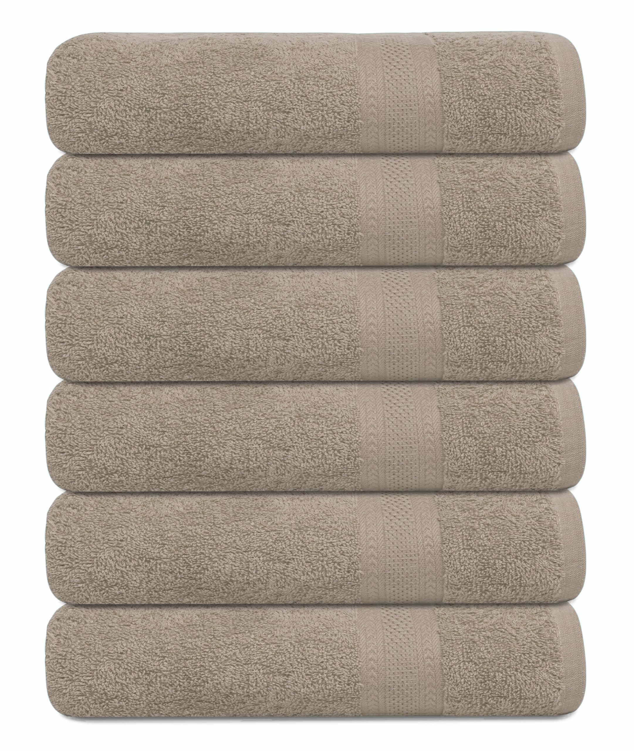 Texcraft Bath Towel Set, Cotton Terry Towels For Bathroom, Quick Dry, Lightweight, Highly Absorbent, Soft Feel, 24 X 48 Pack Of