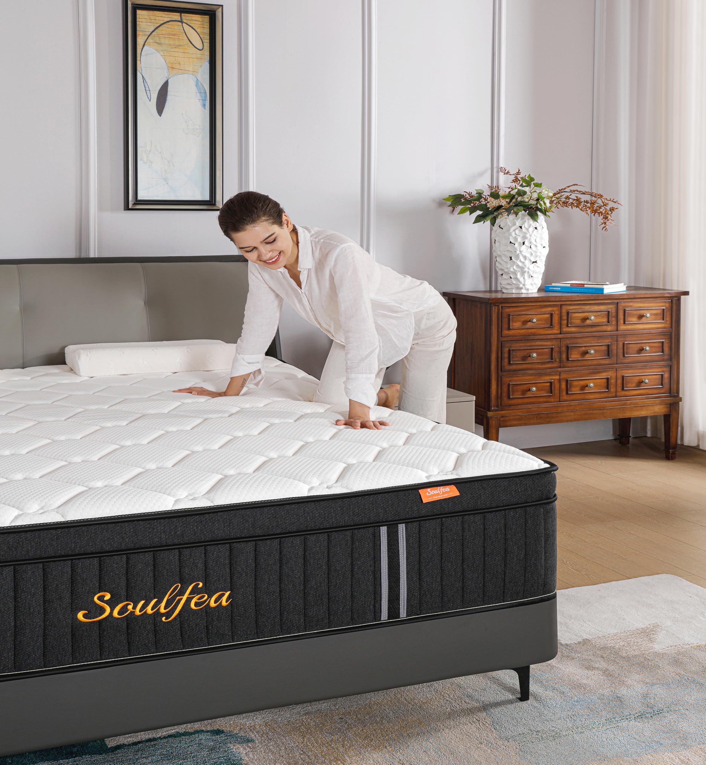 Soulfea Full Size Mattress,10 Inch Hybrid Full Mattress In A Box With Memory Foam & Individual Pocket Spring For Edge Support,Pr