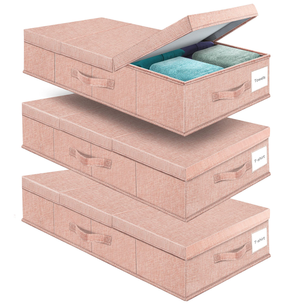 Supowin Underbed Storage Containers 3 Pack, Large Under Bed Storage Bins with Lids, Foldable Sturdy Under the Bed Storage Drawer
