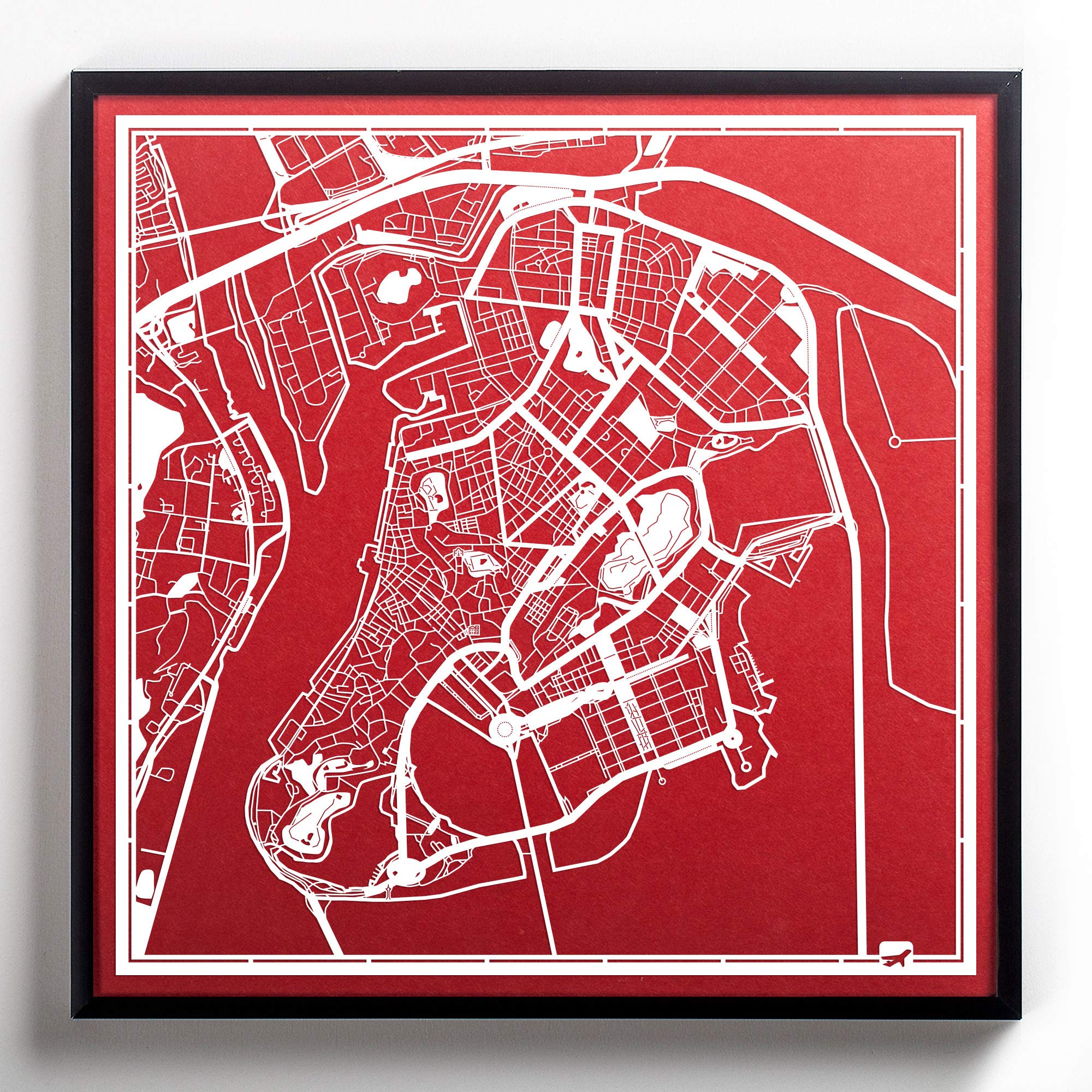 O3 Design Studio Macao Paper Cut Map White 12X12 Inches Paper Art