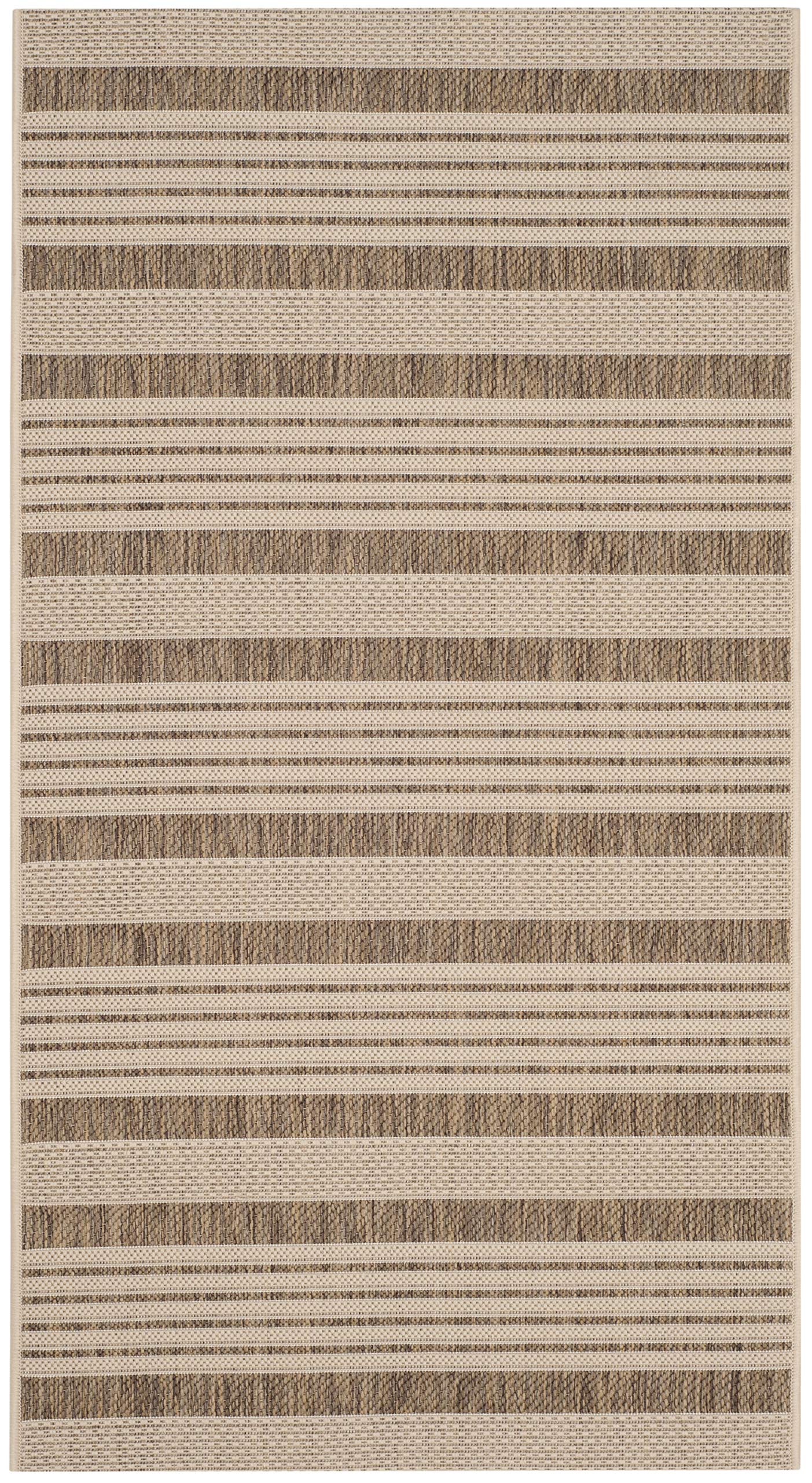 SAFAVIEH Courtyard Collection Accent Rug - 2 x 37, Brown & Bone, Stripe Design, Non-Shedding & Easy Care, Indoor/Outdoor & Wa