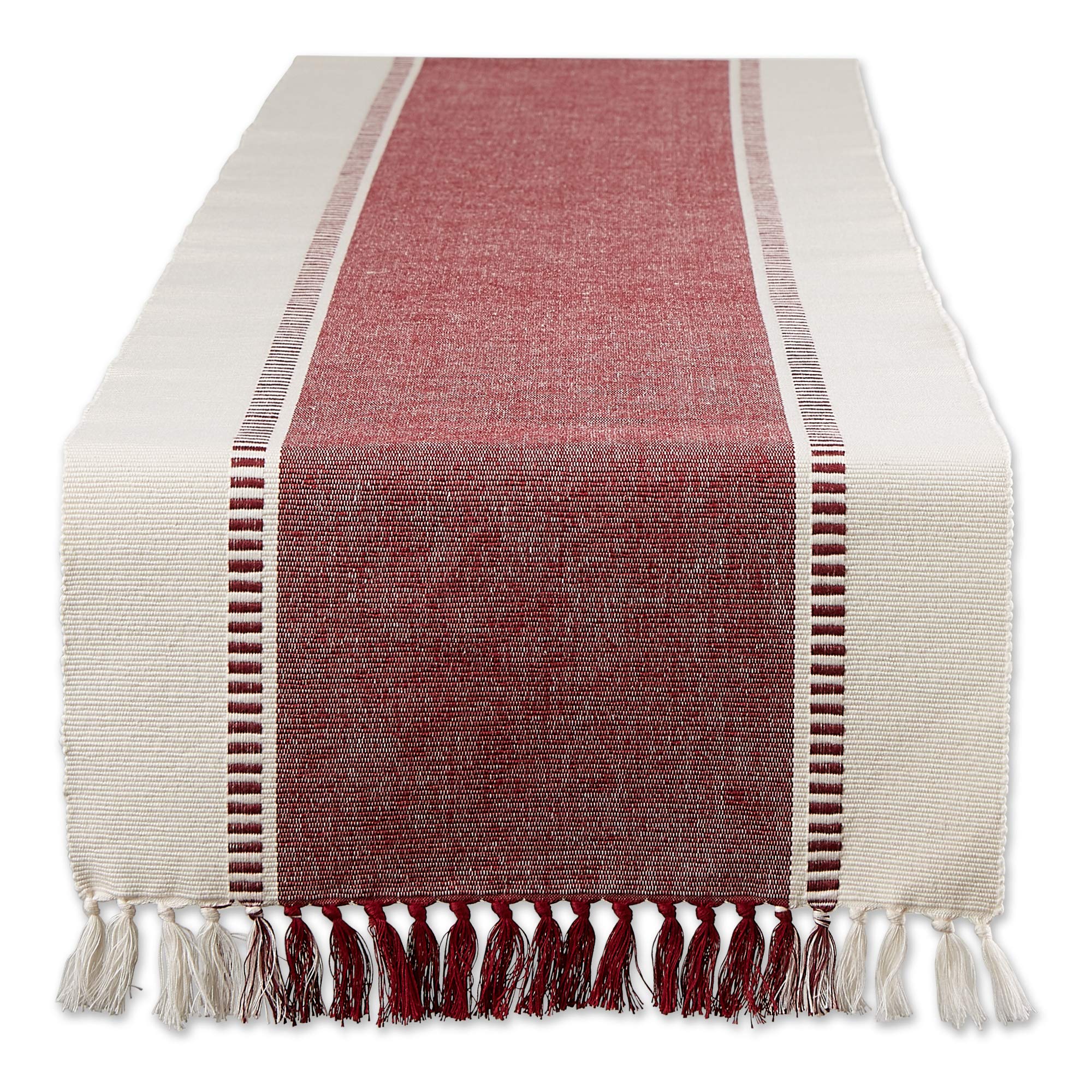 Dii Dobby Stripe Woven Table Runner, 13X72-Inch, Redwood