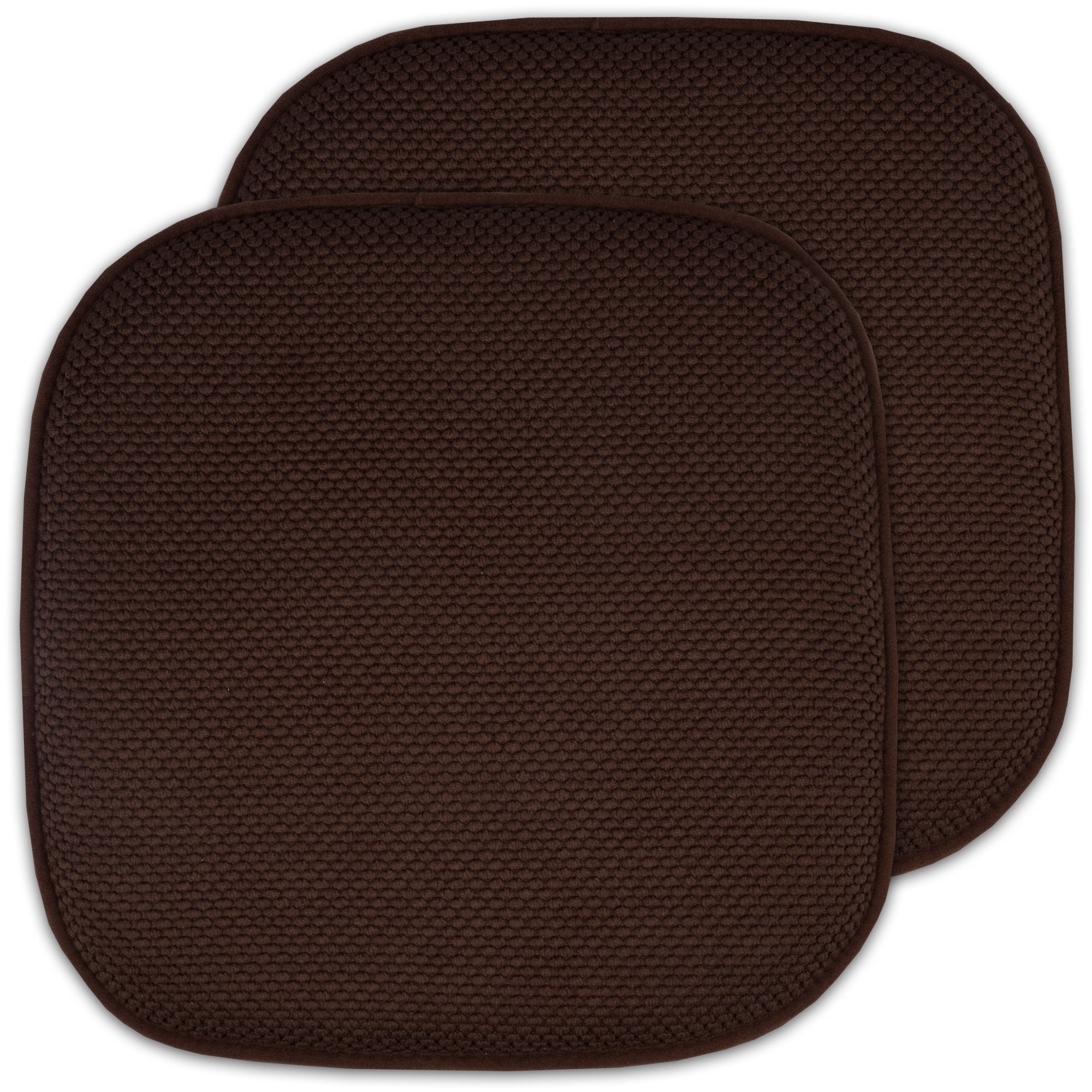 Sweet Home Collection 2 Pack Memory Foam Honeycomb Nonslip Back 16 X 16 Chair/Seat Cushion Pad , Brown