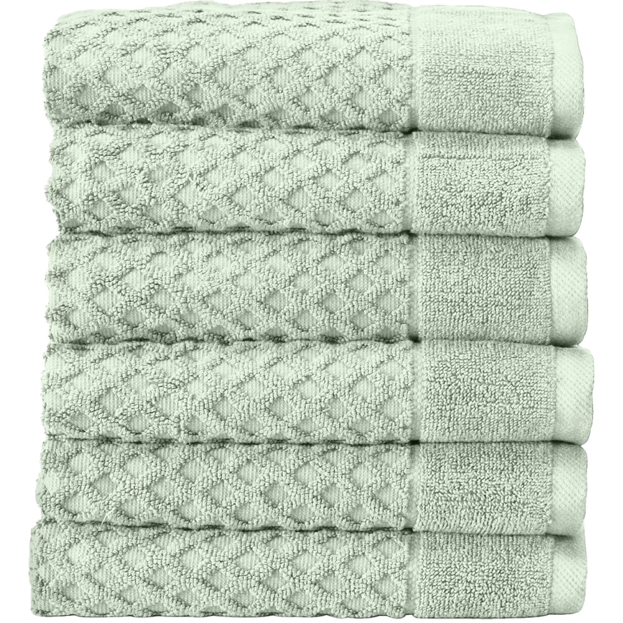 Great Bay Home 100% Cotton Green Hand Towels | 6 Soft Bathroom Hand Towels | Highly Absorbent, Quick Dry Bath Towels | Grayson C