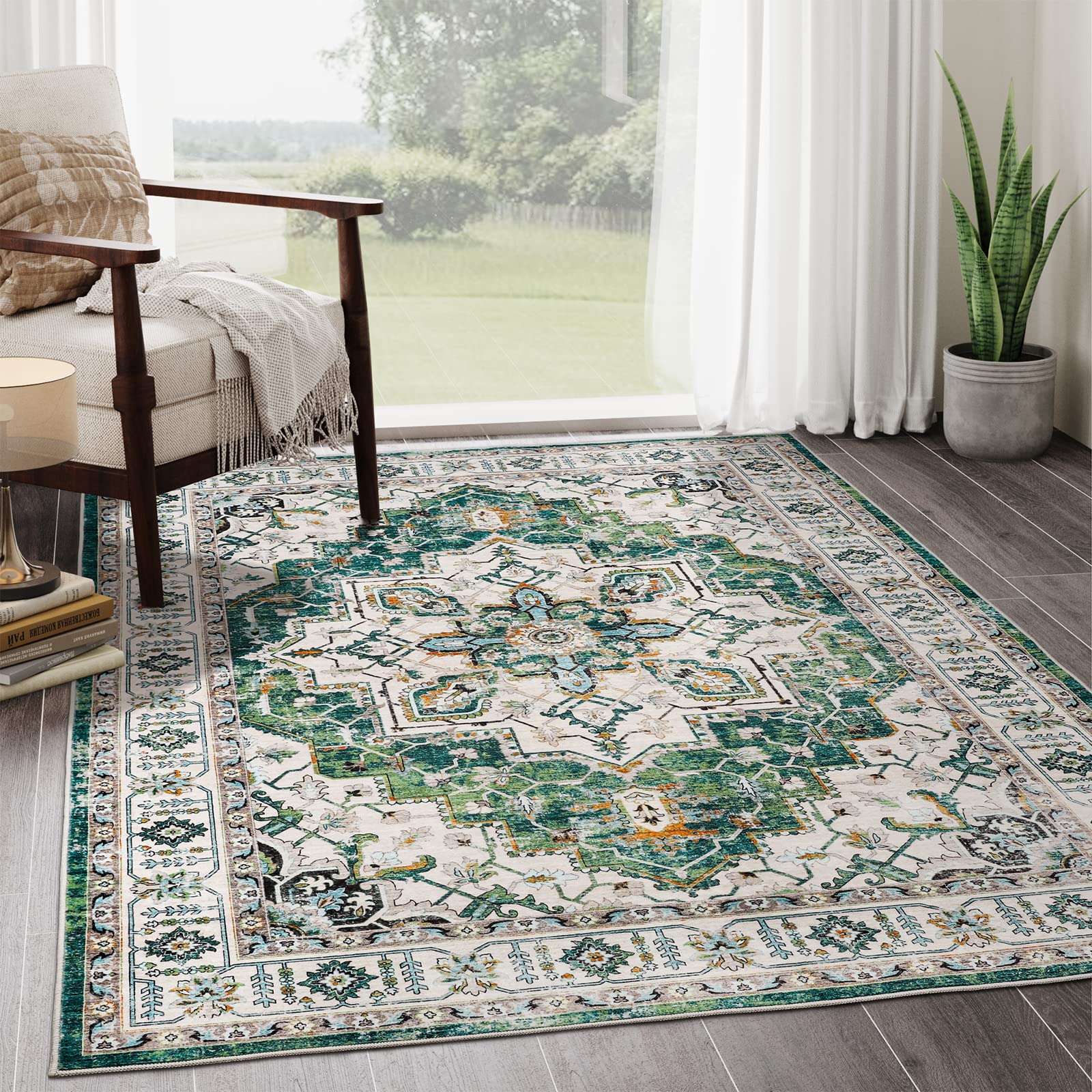 zesthome 8x10 Area Rugs,Stain Resistant Washable Rug,Ultra-Thin Rugs for Living Room,Bedroom,Non-Slip Backing Home Decor Large A