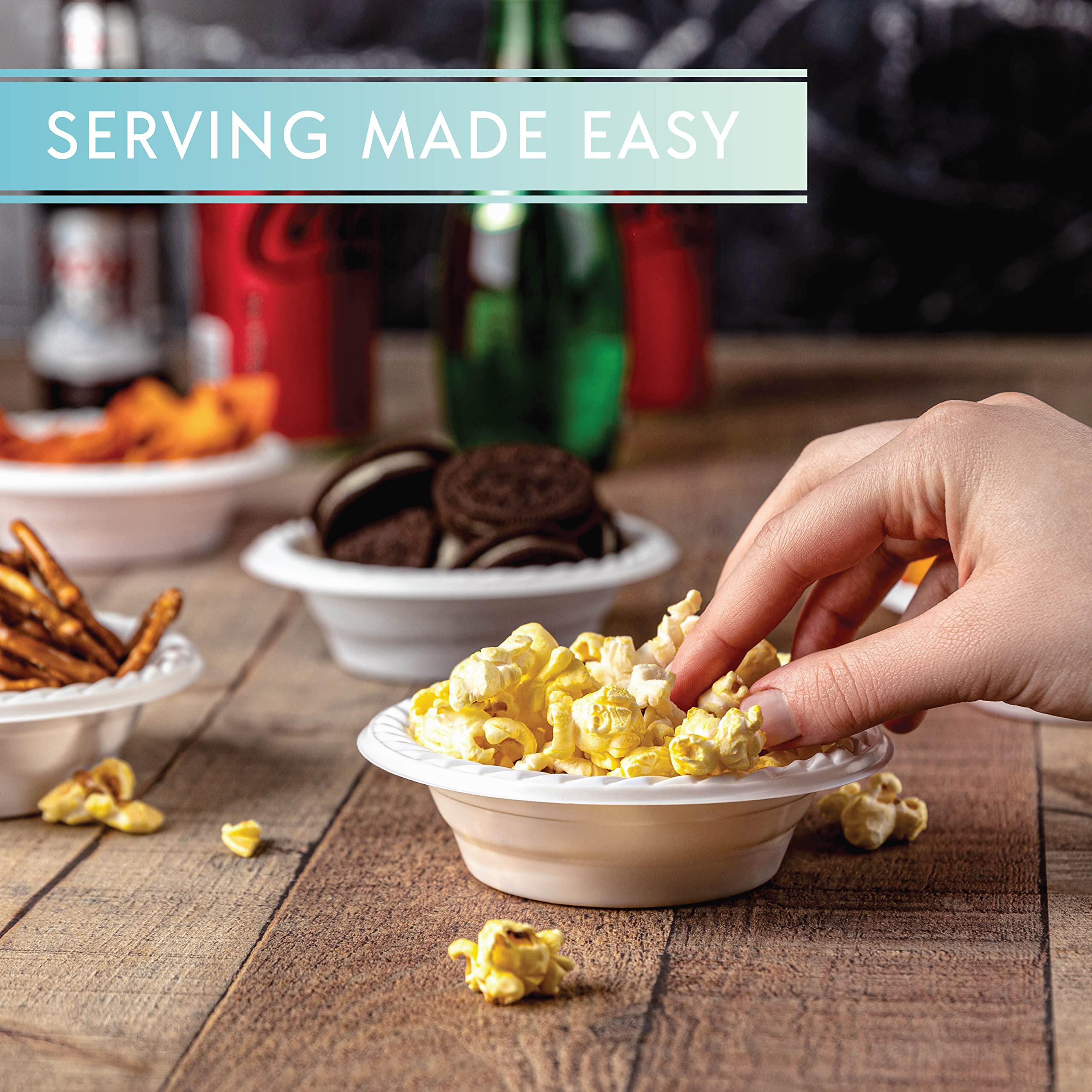 Plasticpro 5 Ounce Round Plastic Dessert Bowls Microwaveable, Disposable, White, Dinnerware 100 Count