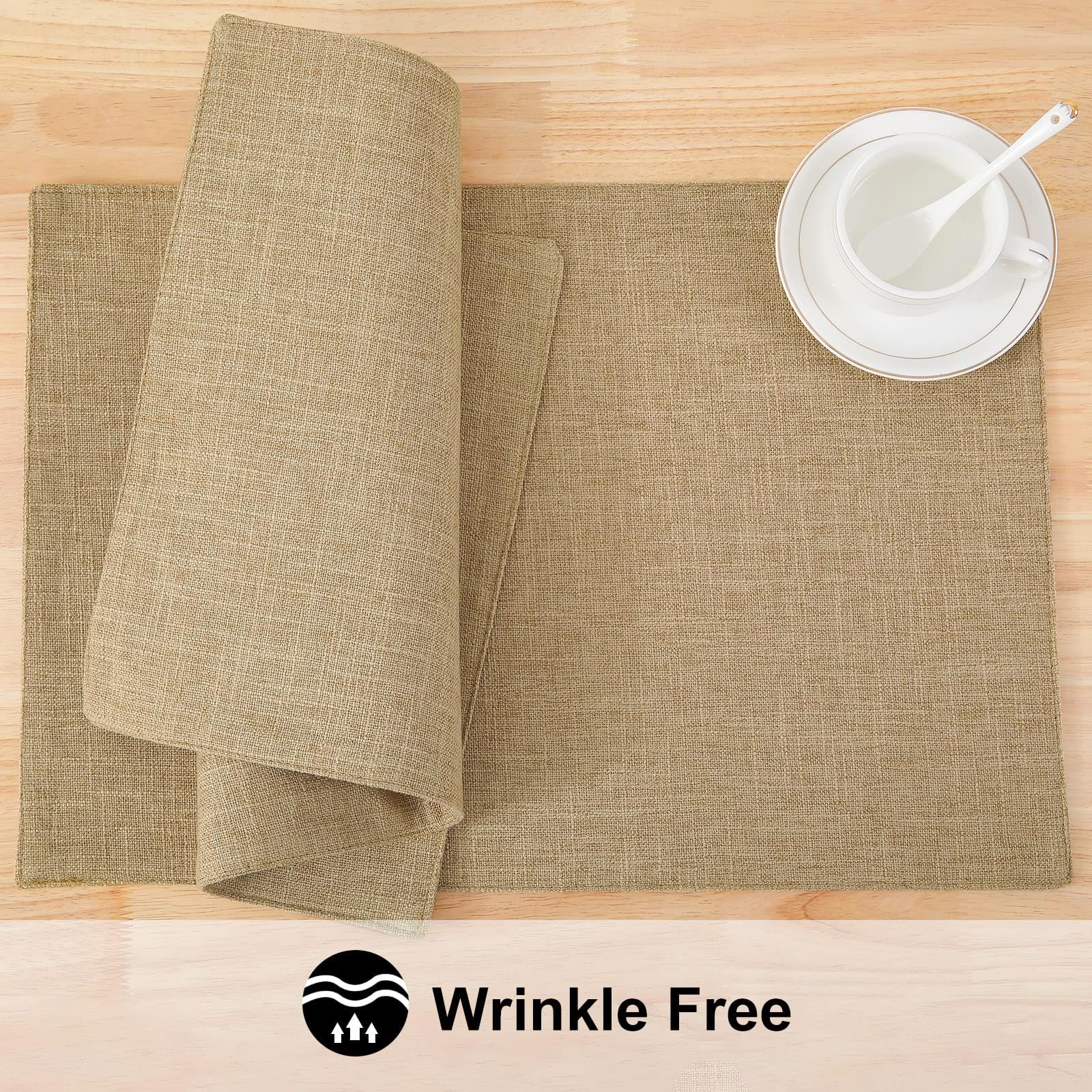 Homing Flaxen Cloth Placemats Set Of 6 - Cotton Linen Blend Washable Dining Table Mats For Indoors & Outdoors, Easy To Clean, 13