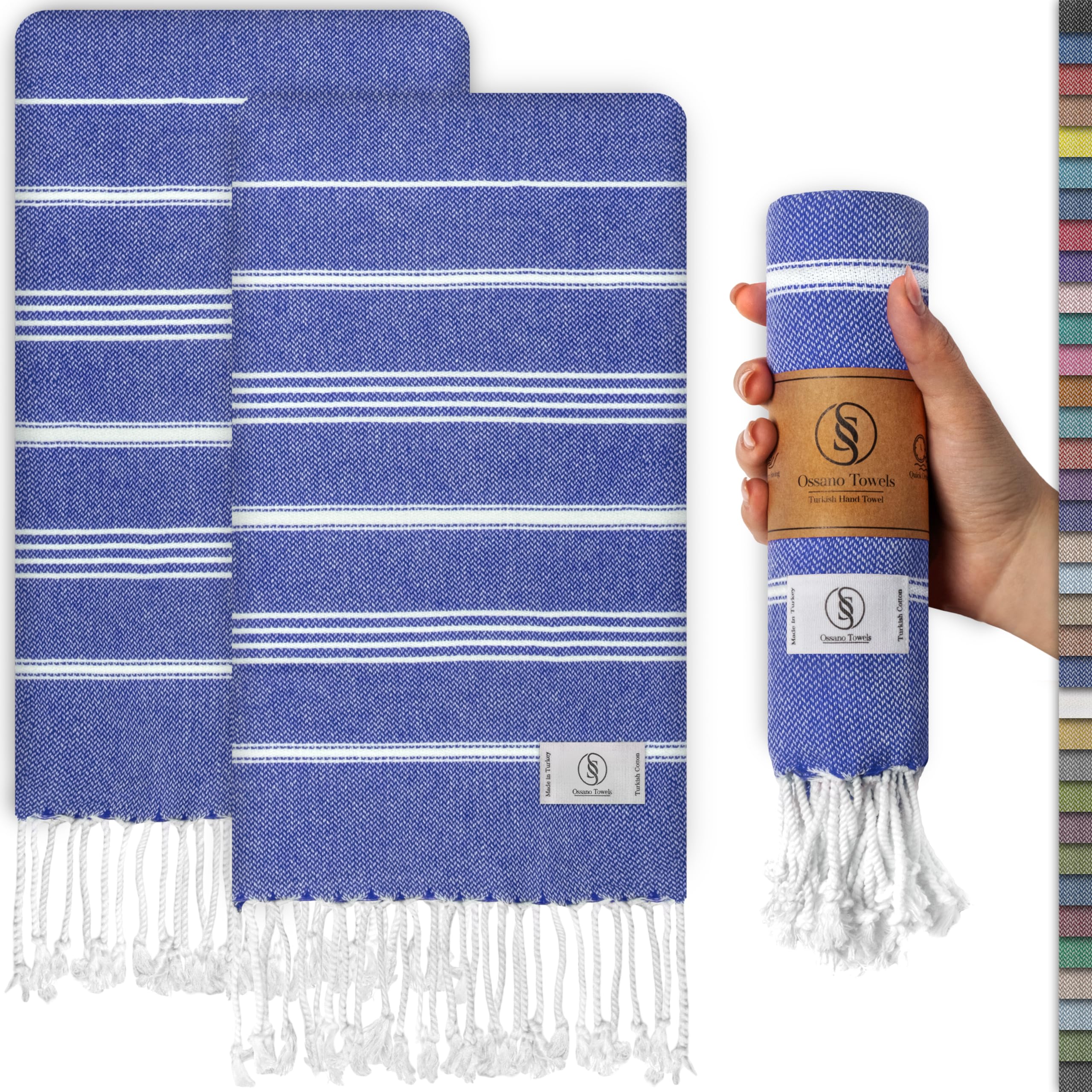 Ossano Towels Hand Towel Set Of 2 - Decorative Towels For Bathroom And Kitchen - Versitale - Bath, Face, Hair, Guest, Cleaning,