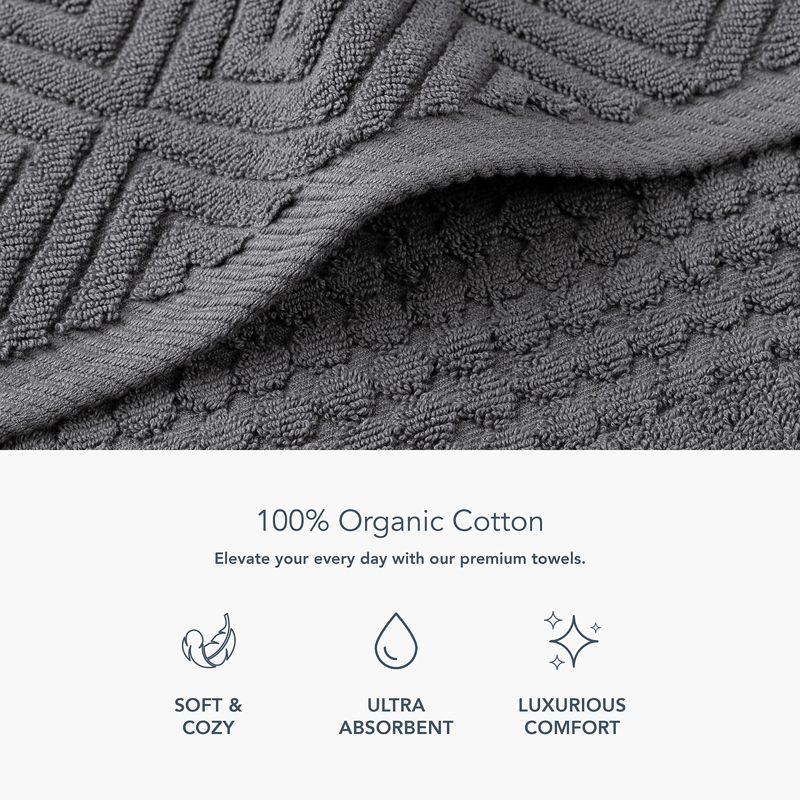 Texere 100% Organic Cotton Diamond Jacquard 700 Gsm Luxury Bath Towel Sets - Ultra Soft And Absorbent Hotel Quality, 2 Large Bat
