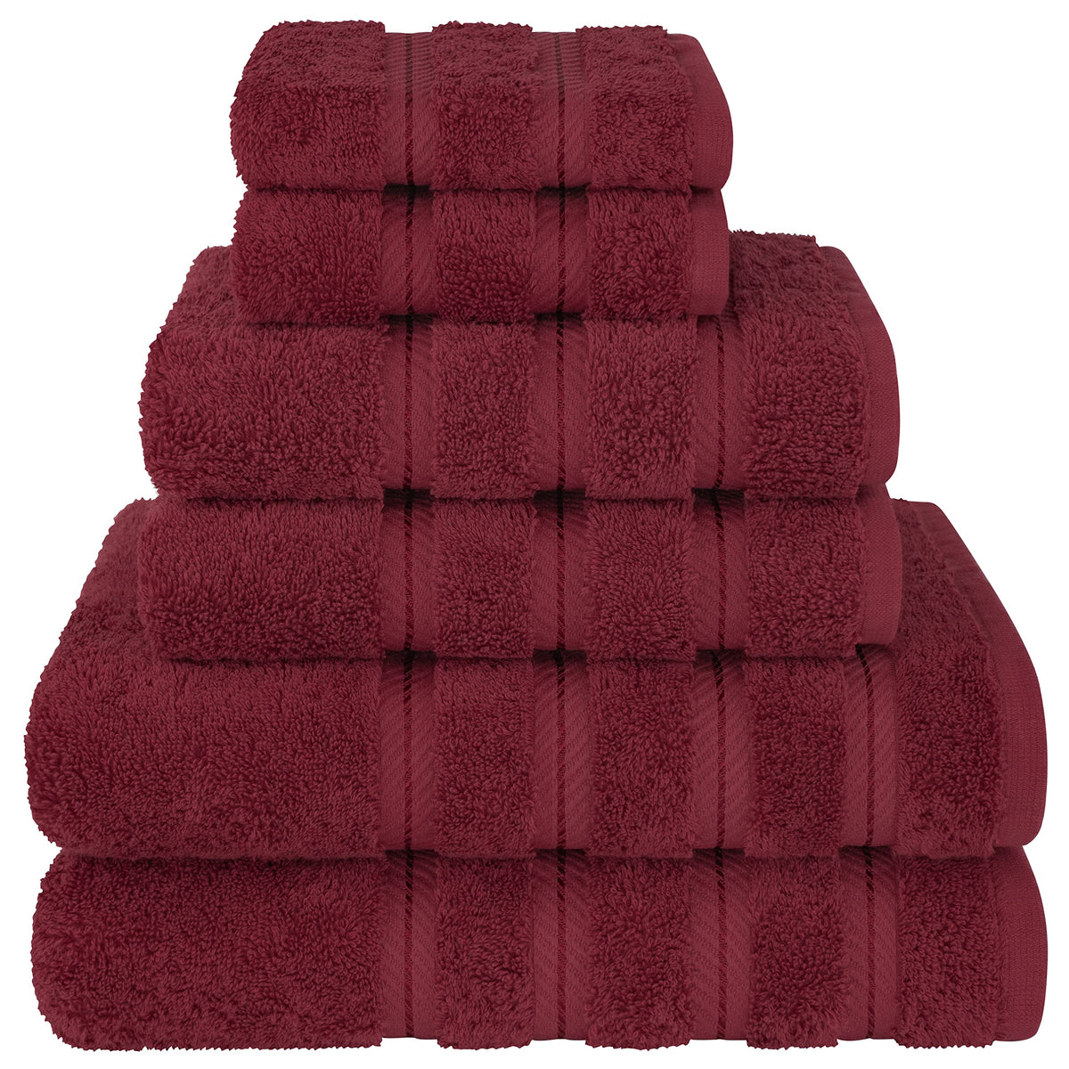 American Soft Linen 6 Piece Towel Set, 2 Bath Towels 2 Hand Towels 2 Washcloths, 100% Turkish Cotton Towels For Bathroom, Red To