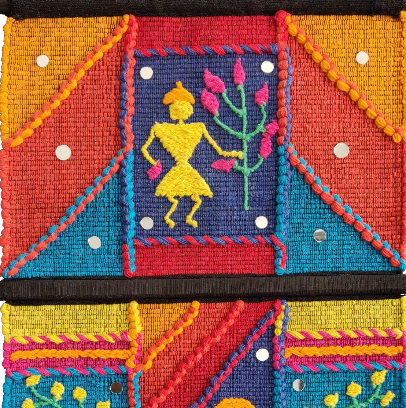 VARUNAVI Handloom Cotton Warli wall Hanging Home Decor Tapestry 22 X 11(Multi Colour)