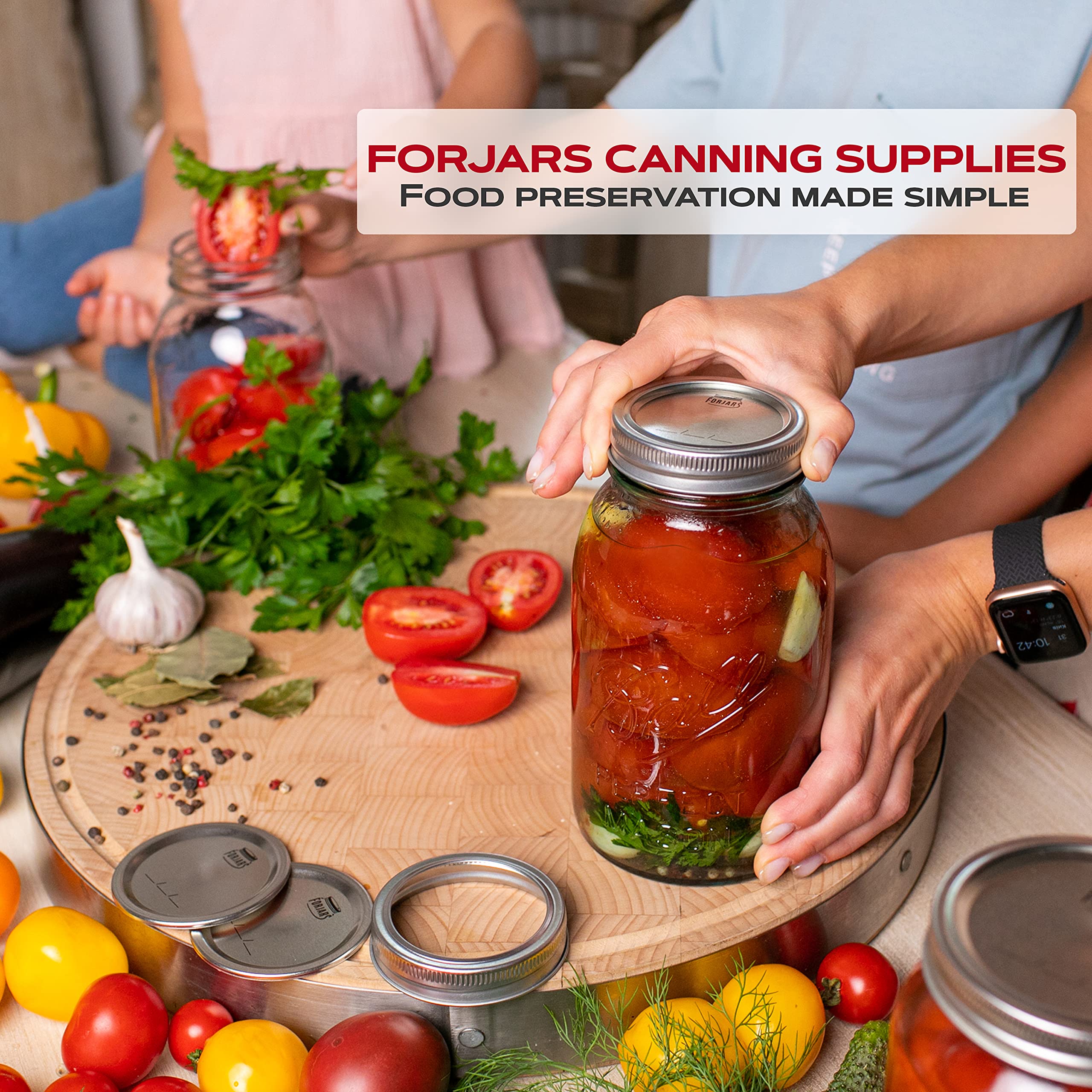 Forjars Wide Mouth Canning Lids And Rings - 24 Pcs / 12 Sets - Airtight Seals On Mason Jars To Preserve Food For Meal Prep - 2.7