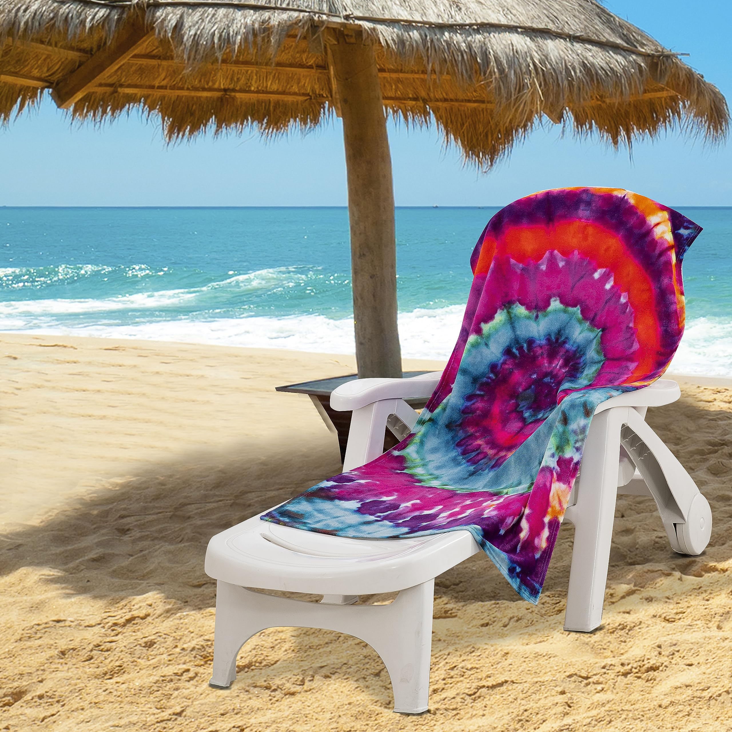 Psychedelic Tie Dye Beach Towel;  30'' X 60''(D0102H94Ccw.)