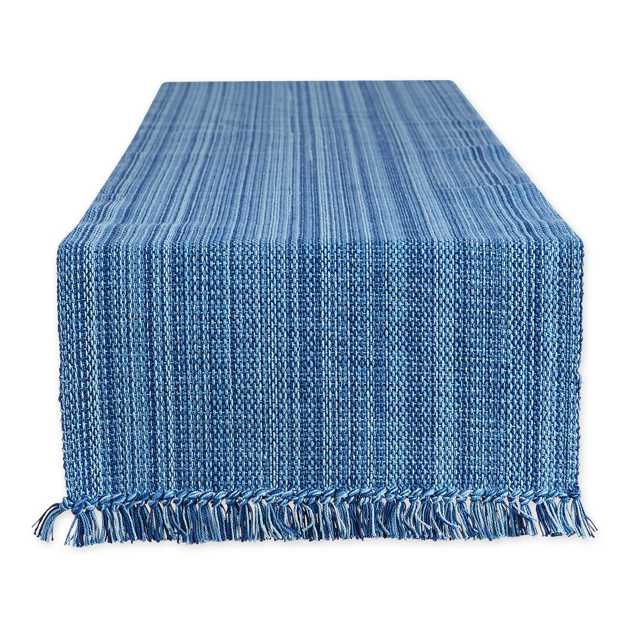 NAUTICAL BLUE VARIEGATED FRINGE TABLE RUNNER 13x72