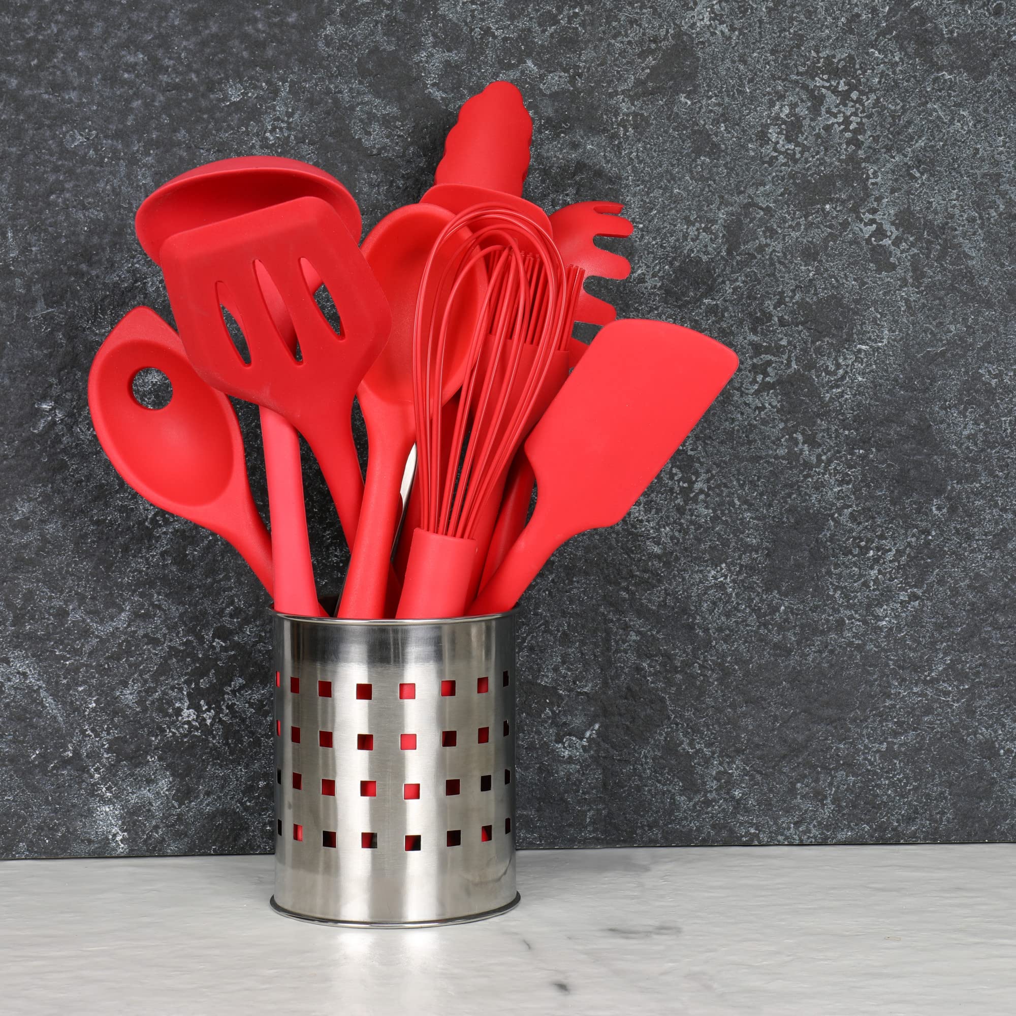 Chef Craft Premium Silicone Spaghetti/Pasta Fork, 11.5 Inch, Red