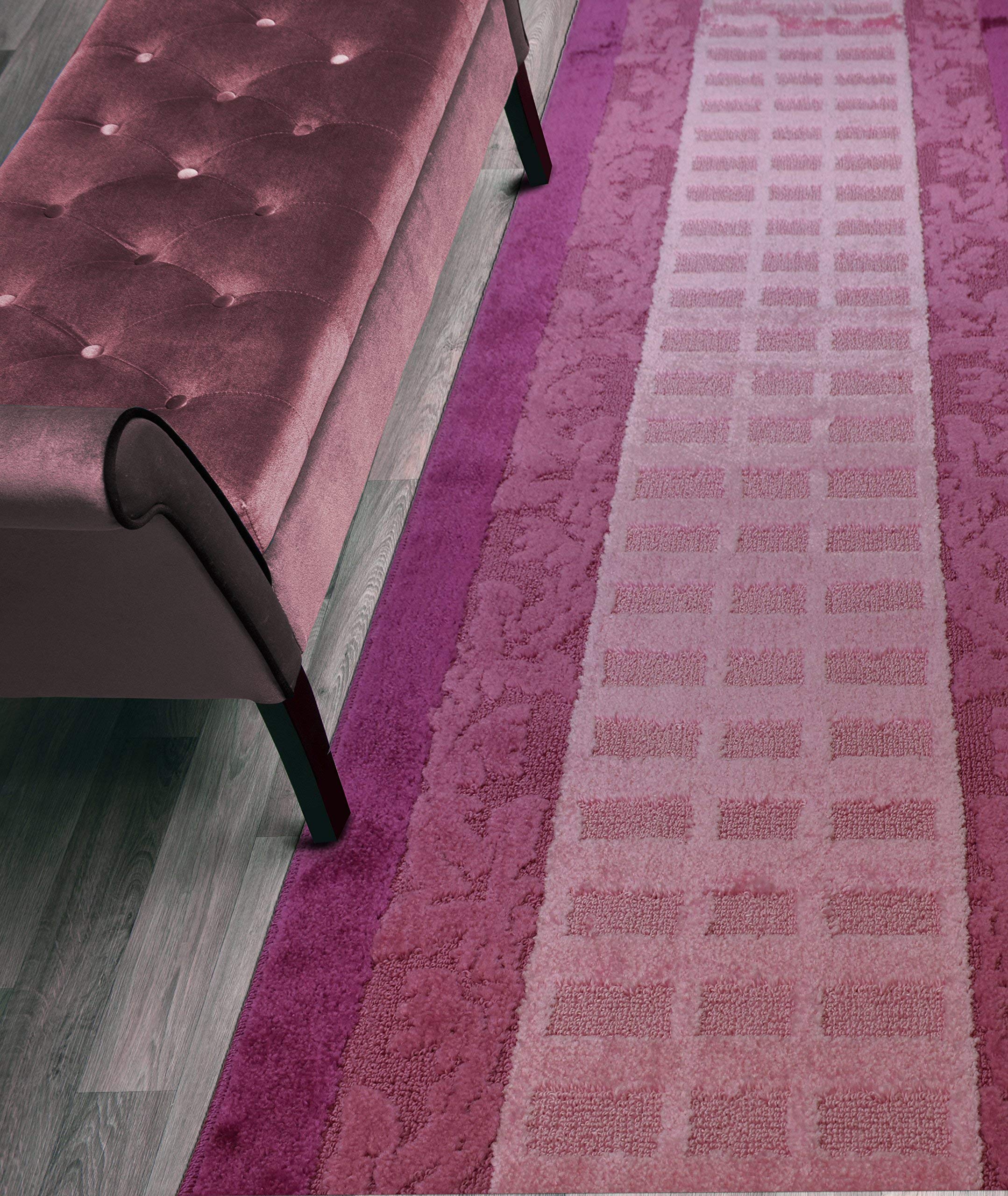 ORFA HOME Custom Size Leaves Hallway Runner Rug Slip Resistant, 26 Inch Wide x Your Choice of Length Size, Pink, 26 Inch X 7 Fee