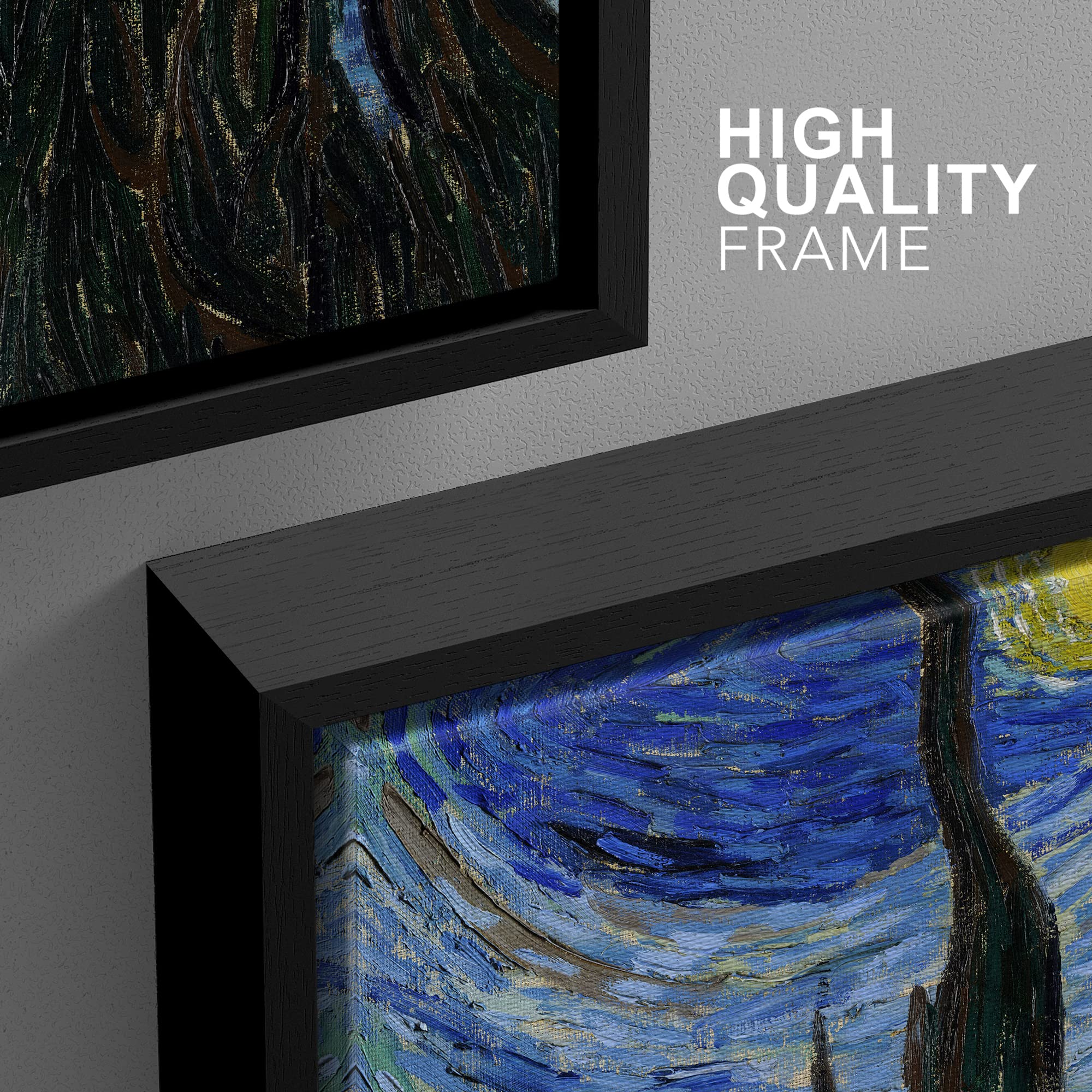 Wall26 Framed Canvas Print Wall Art Set Starry Night By Vincent Van Gogh Nature Wilderness Illustrations Fine Art Relax/Calm Mul