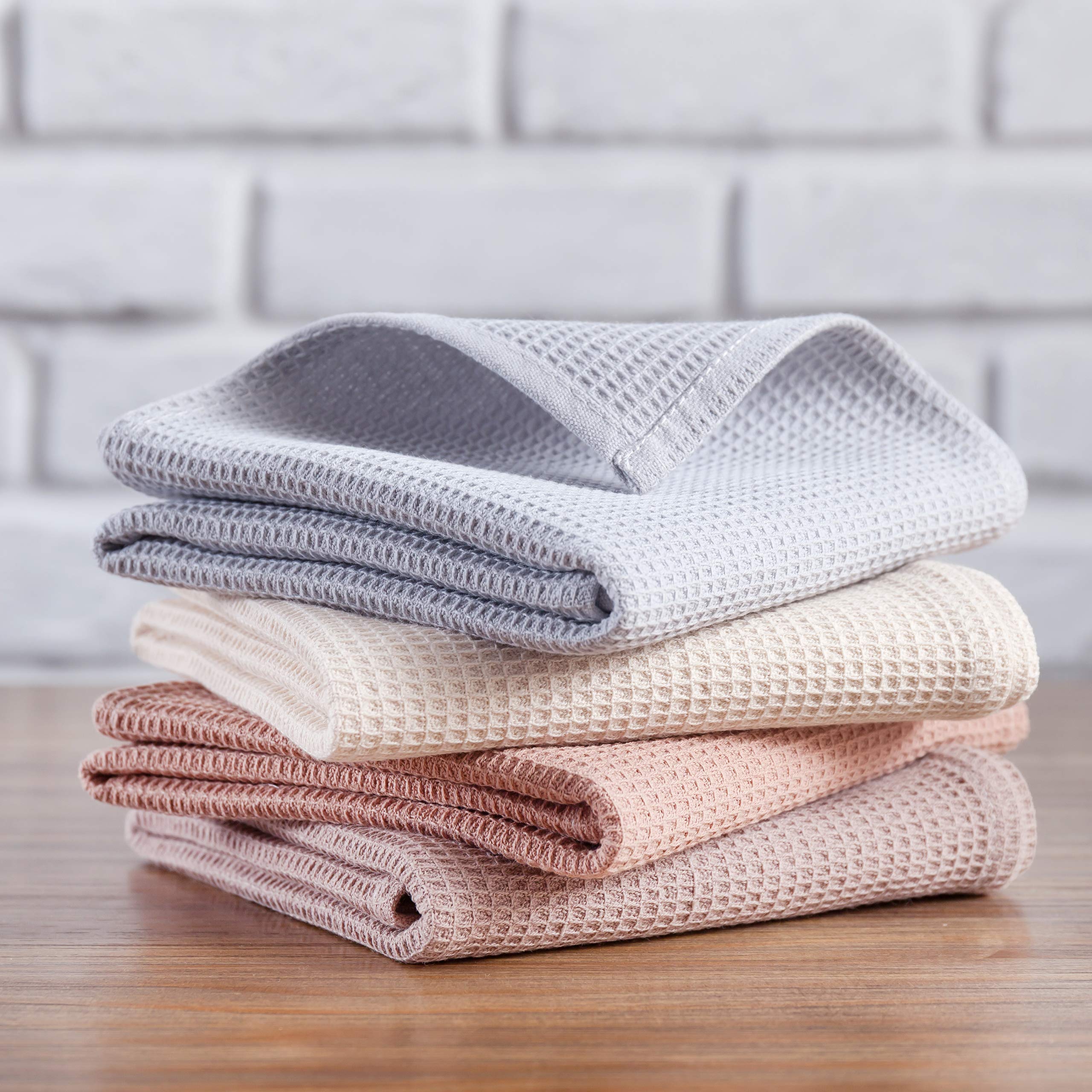 Py Home & Sports Dish Towel Set, 100% Cotton Waffle Weave Kitchen Towels 4 Pieces, Super Absorbent (17 X 25 Inches, Set Of 4)