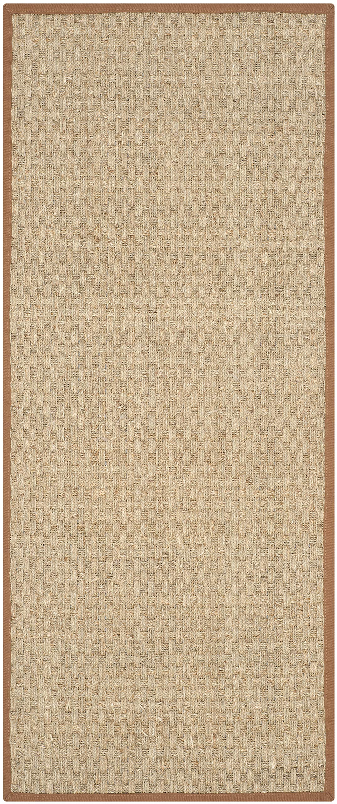 Safavieh Natural Fiber Collection 26 X 18 Assorted Nf114B Border Basketweave Seagrass Runner Rug