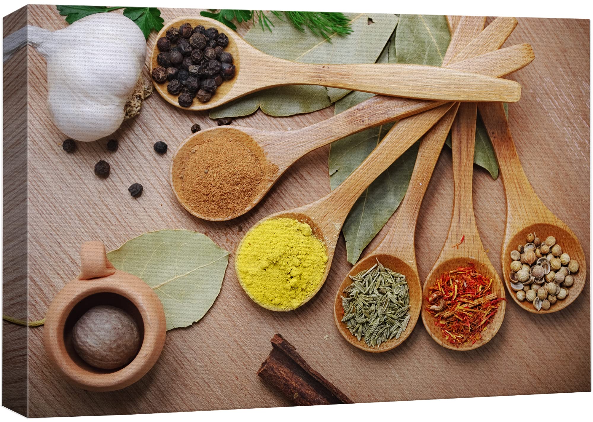 Canvas Prints Wall Art - Still Life Various Of Spices In Wooden Spoon Food/Kitchen Concept | Modern Wall Decor/Home Decoration S